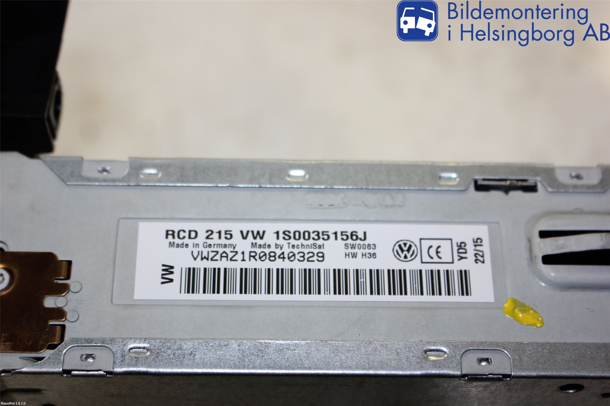 Volkswagen VW UP! / E-UP! Stereo Radio Med Cd