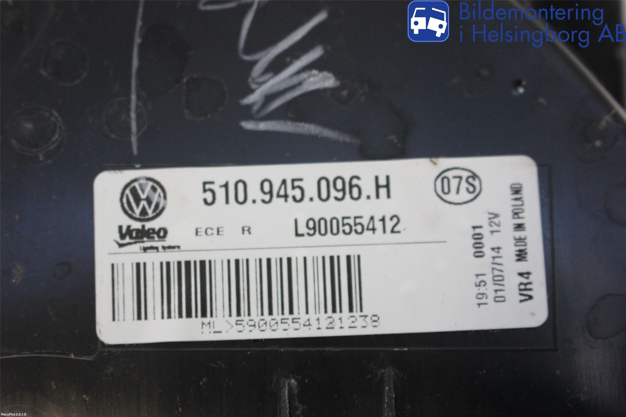 Volkswagen VW GOLF SPORTSVAN 15-20 Baklykt Høyre