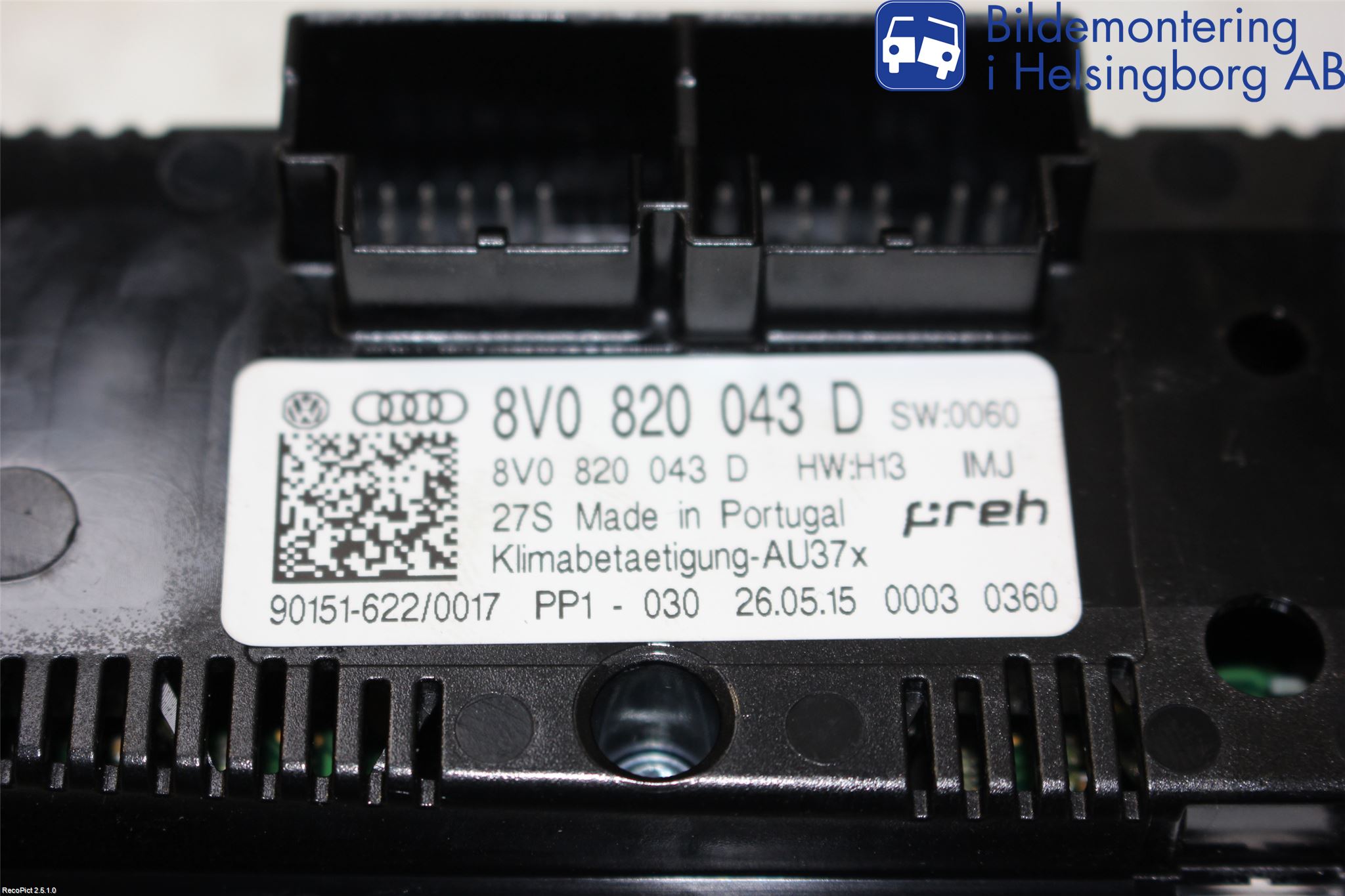 Audi A3/S3 8V 13-20 Varme Ac Betjening-Display