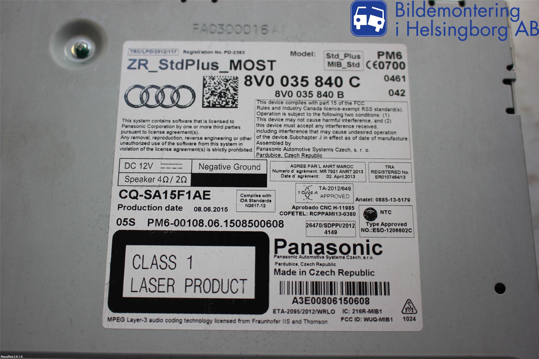 Audi A3/S3 8V 13-20 Stereo Radio Med Cd
