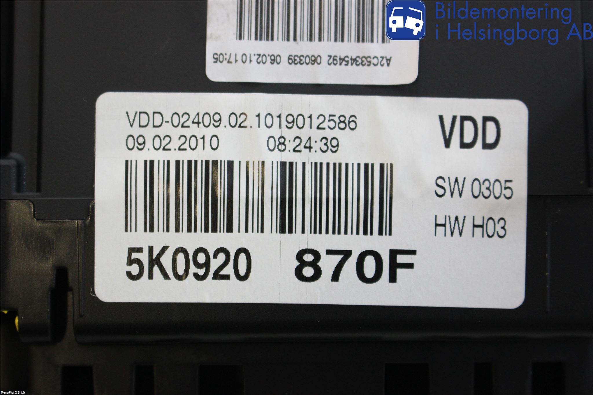 Volkswagen VW GOLF VI 09-13 Instr Kombinert