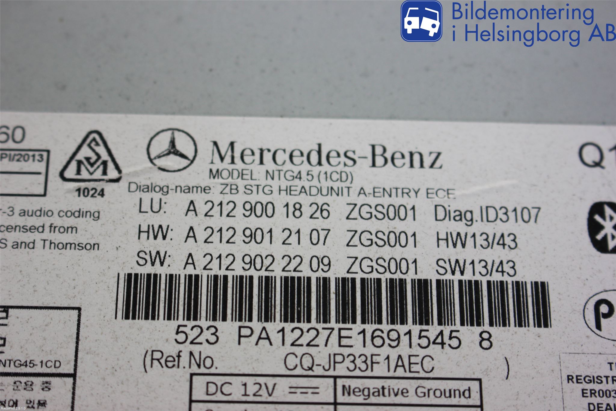 Mercedes-Benz MB E-KLASS (W212) 09-16 Stereo Radio Med Cd