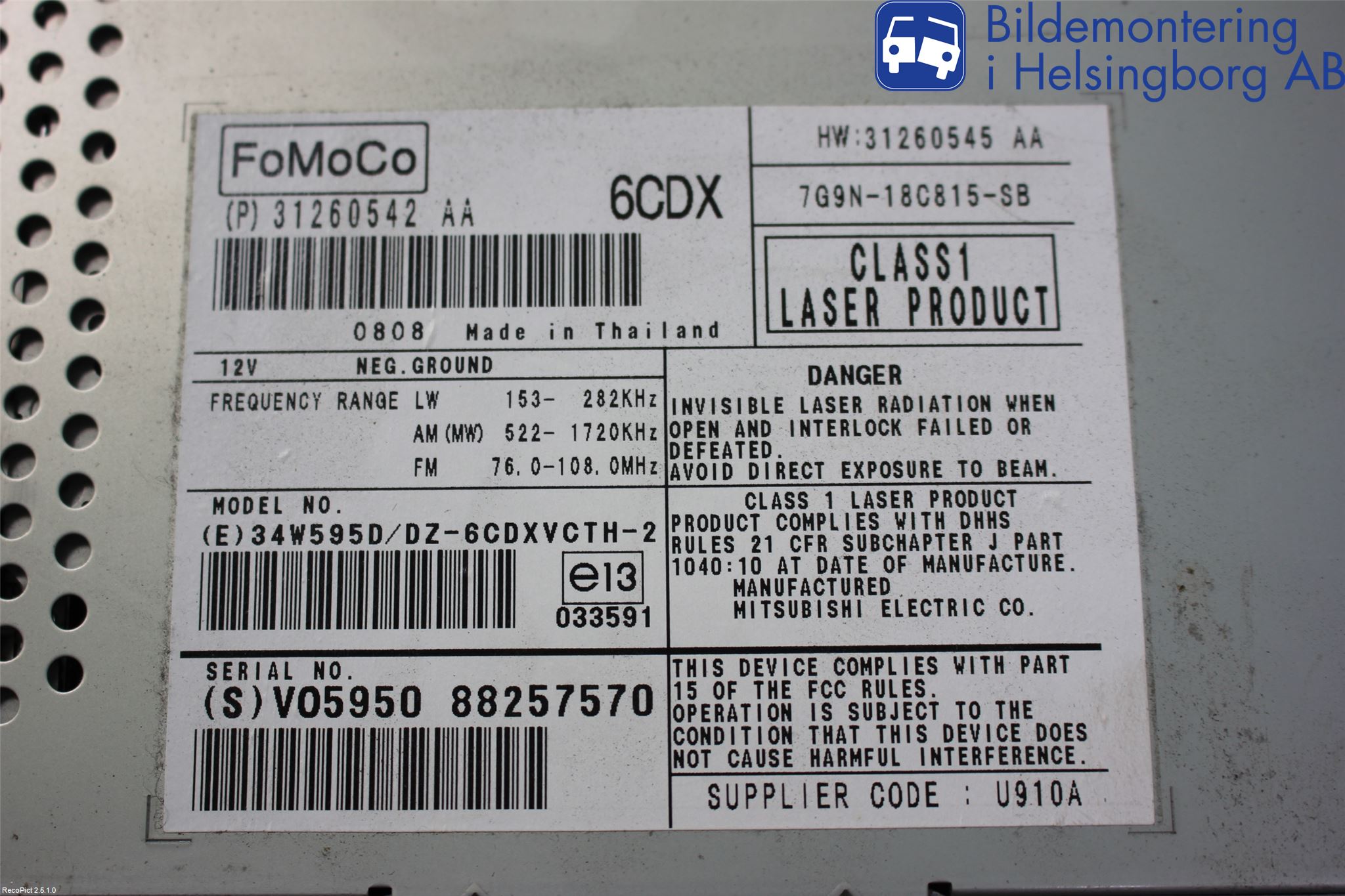 Volvo V70 08-13 Stereo Radio Med Cd
