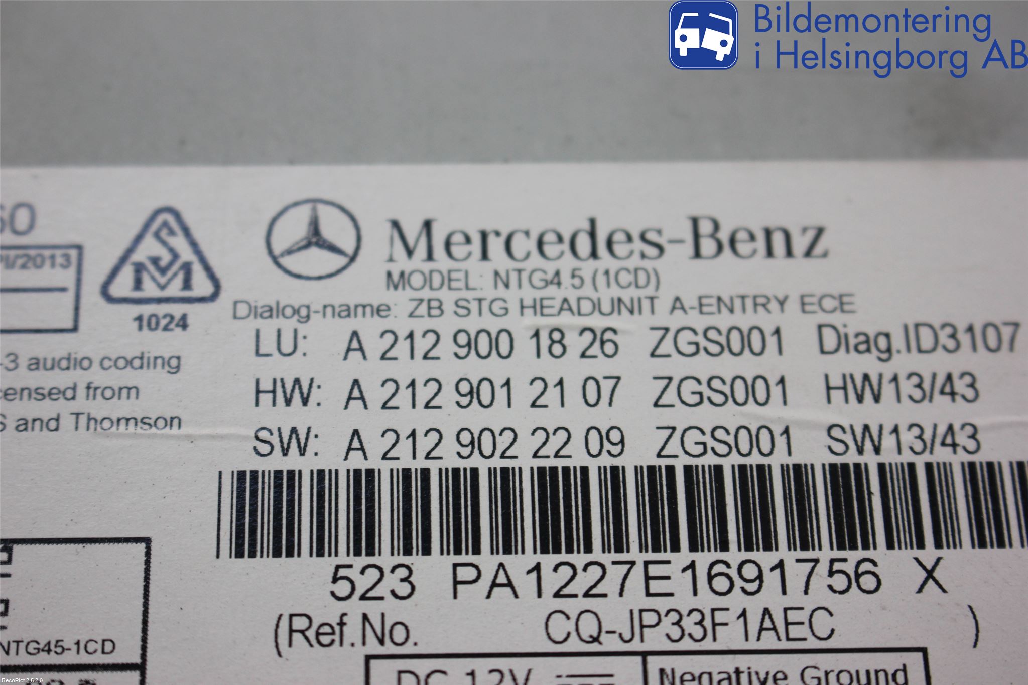 Mercedes-Benz MB E-KLASS COUPÈ/CAB(C207) 09-17 Stereo Radio Med Cd