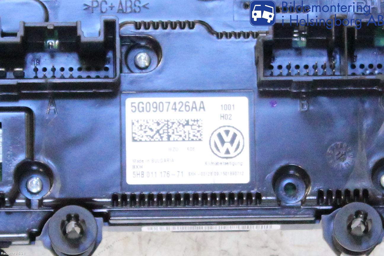 Volkswagen VW GOLF SPORTSVAN 15-20 Varme Ac Betjening-Display