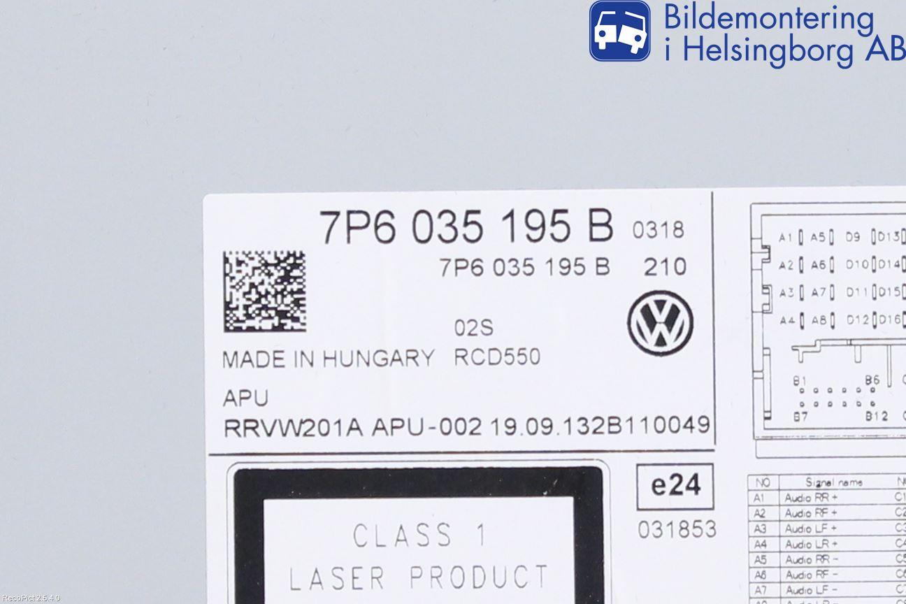 Volkswagen VW TOUAREG 7L 03-10 Stereo Radio Med Cd