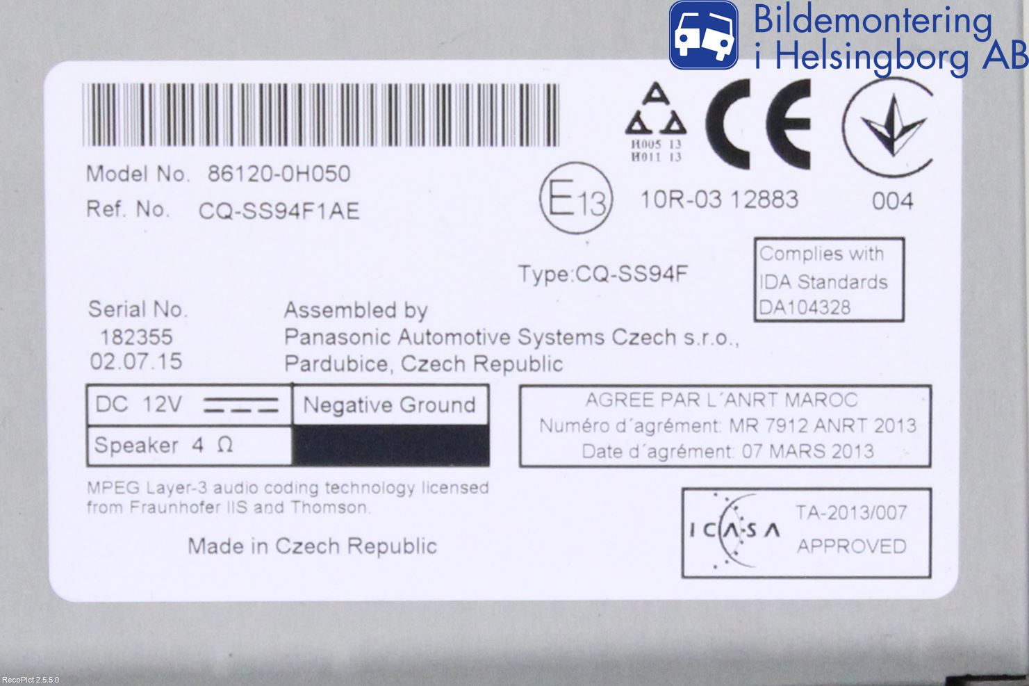 Peugeot 108 15-22 Stereo Radio