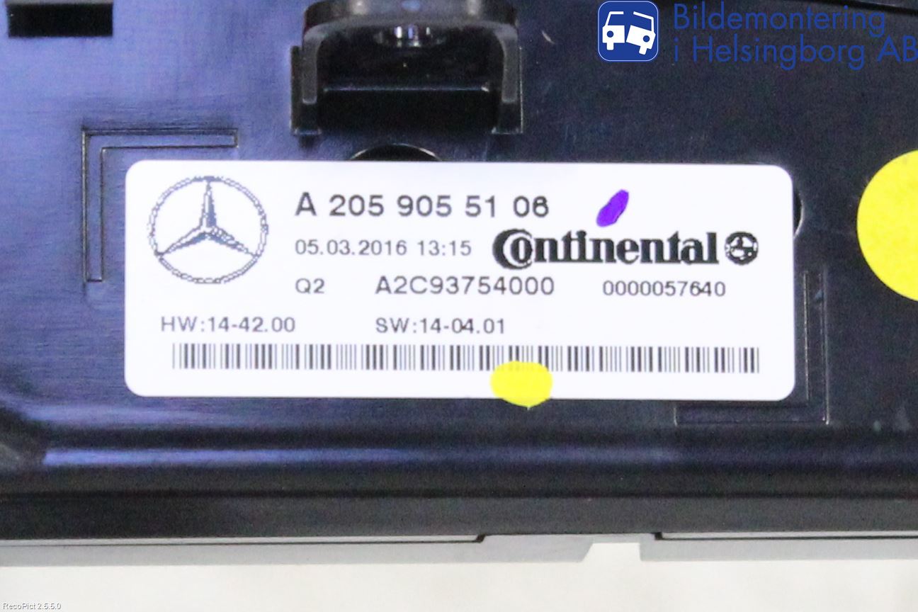 Mercedes-Benz MB C-KLASS (W205) 14-21 Varme Ac Betjening-Display