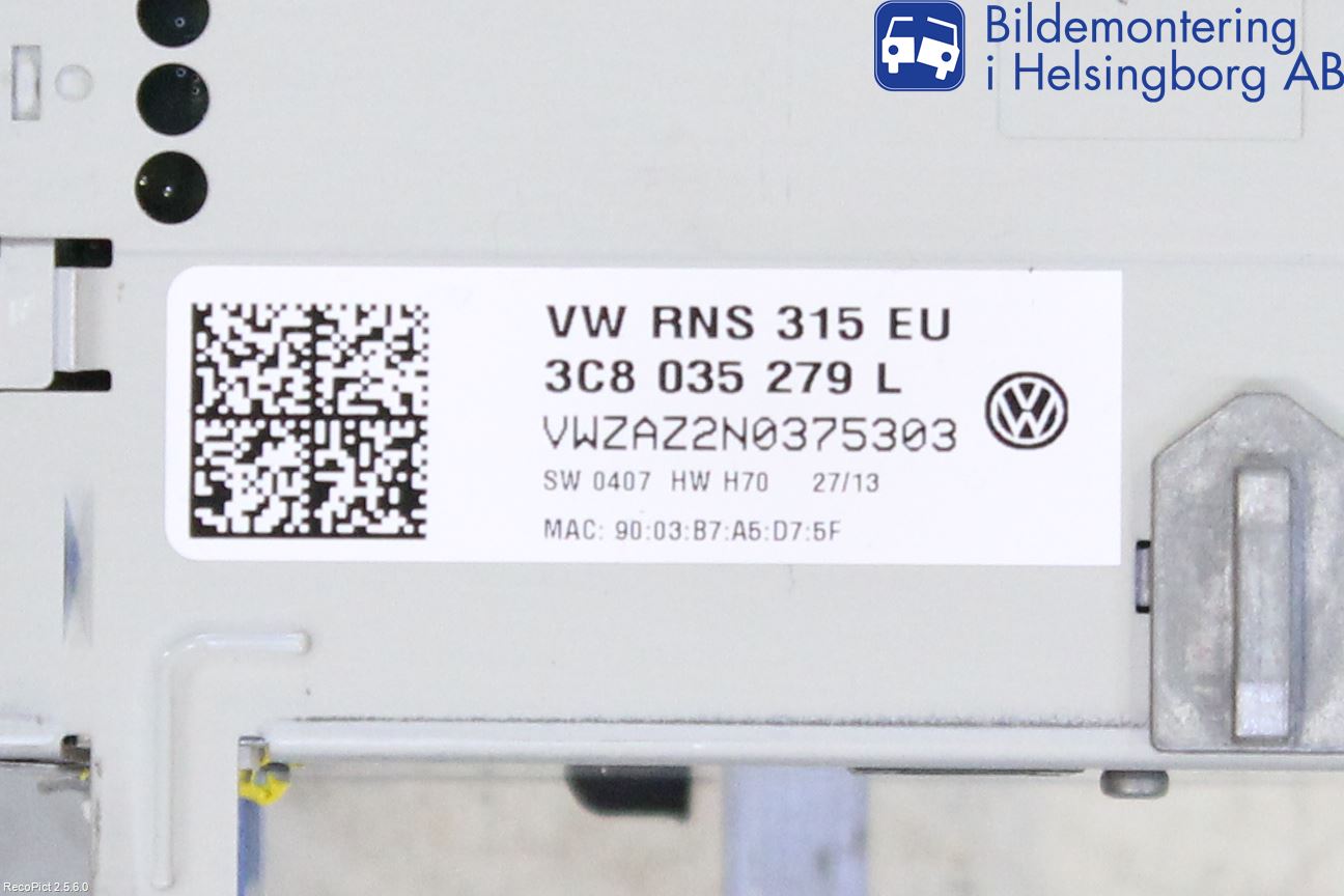 Volkswagen VW TOURAN 10-15 Stereo Radio Med Cd