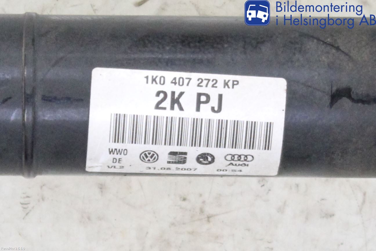 Volkswagen VW GOLF PLUS/CROSS GOLF 04-14 Drivaksel Foran Kompl Høyre