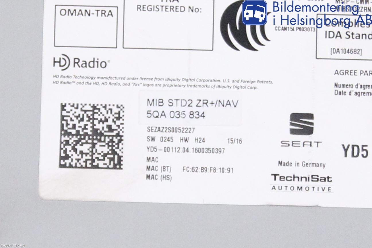 Seat LEON 13-20 Stereo Radio Med Cd