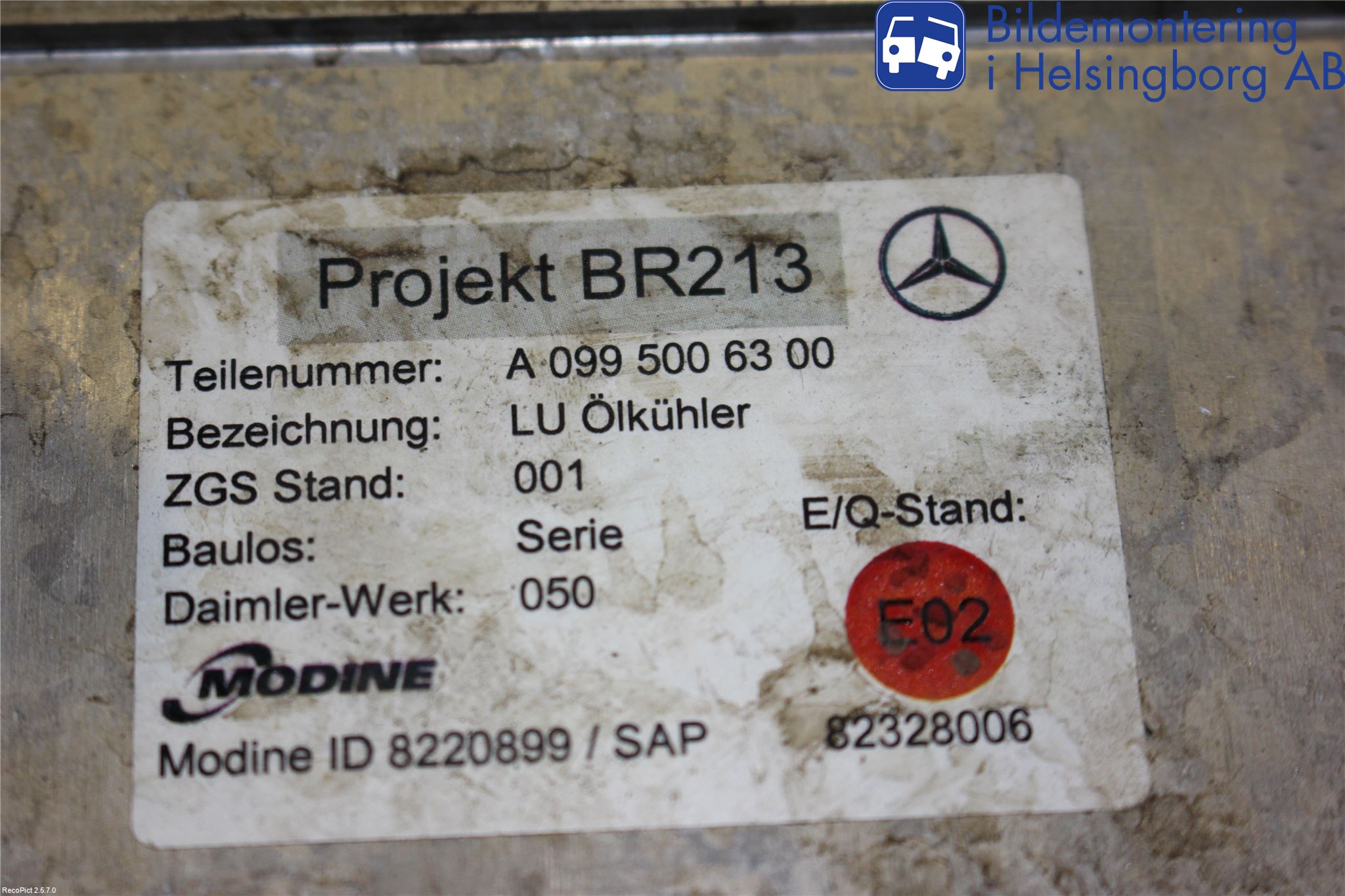 Mercedes-Benz MB E-KLASS (W213) 16-23 Radiator Oljekjøler Automatgea