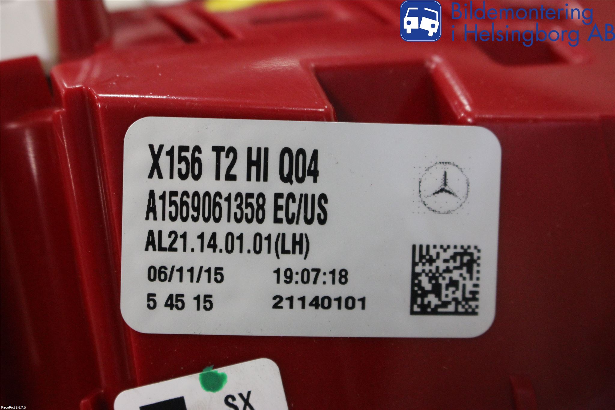 Mercedes-Benz MB GLA-KLASS (X156) 13-20 Baklykt Venstre  På Luke(Indre