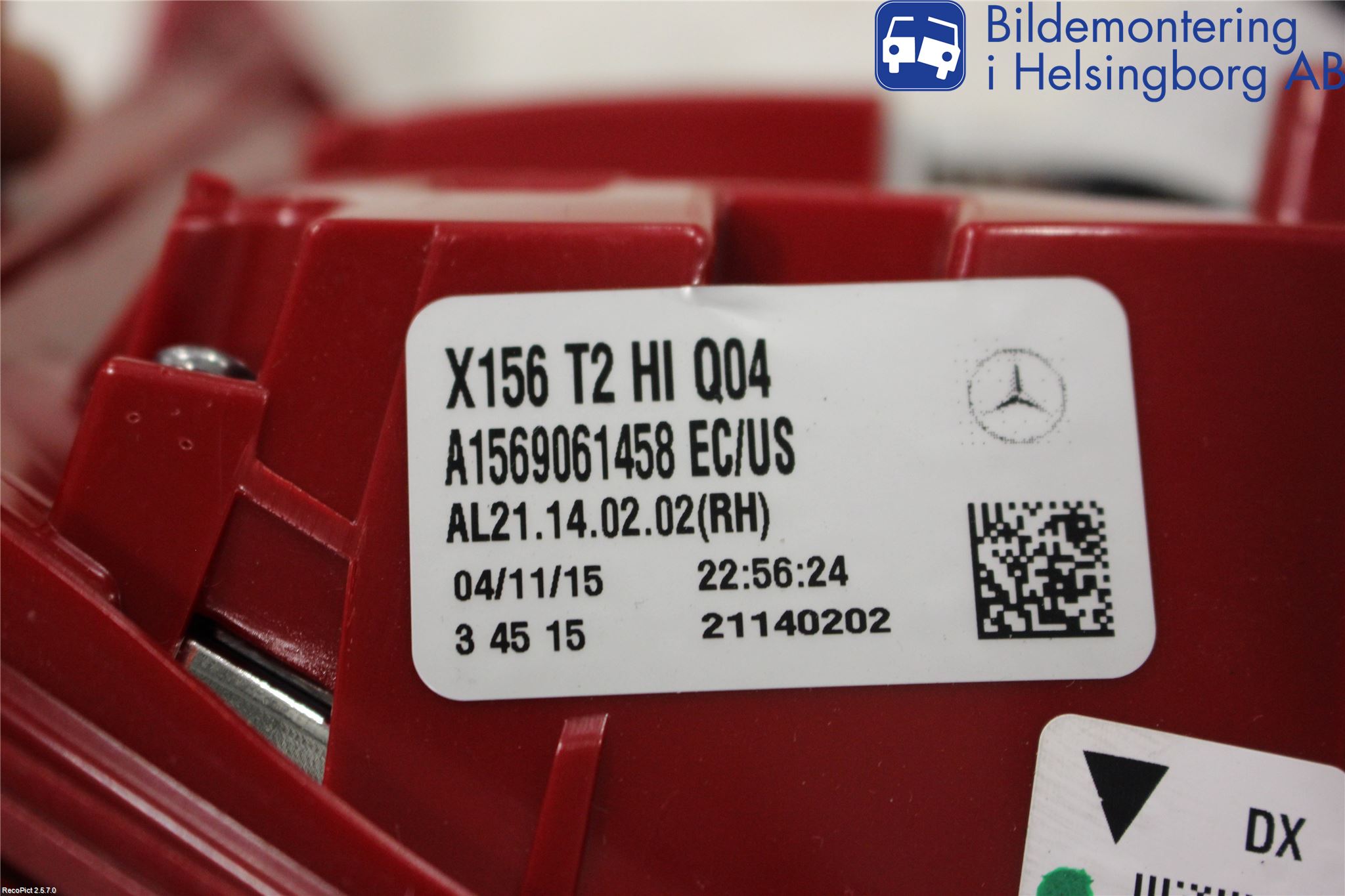 Mercedes-Benz MB GLA-KLASS (X156) 13-20 Baklykt Høyre  På Luke(Indre)