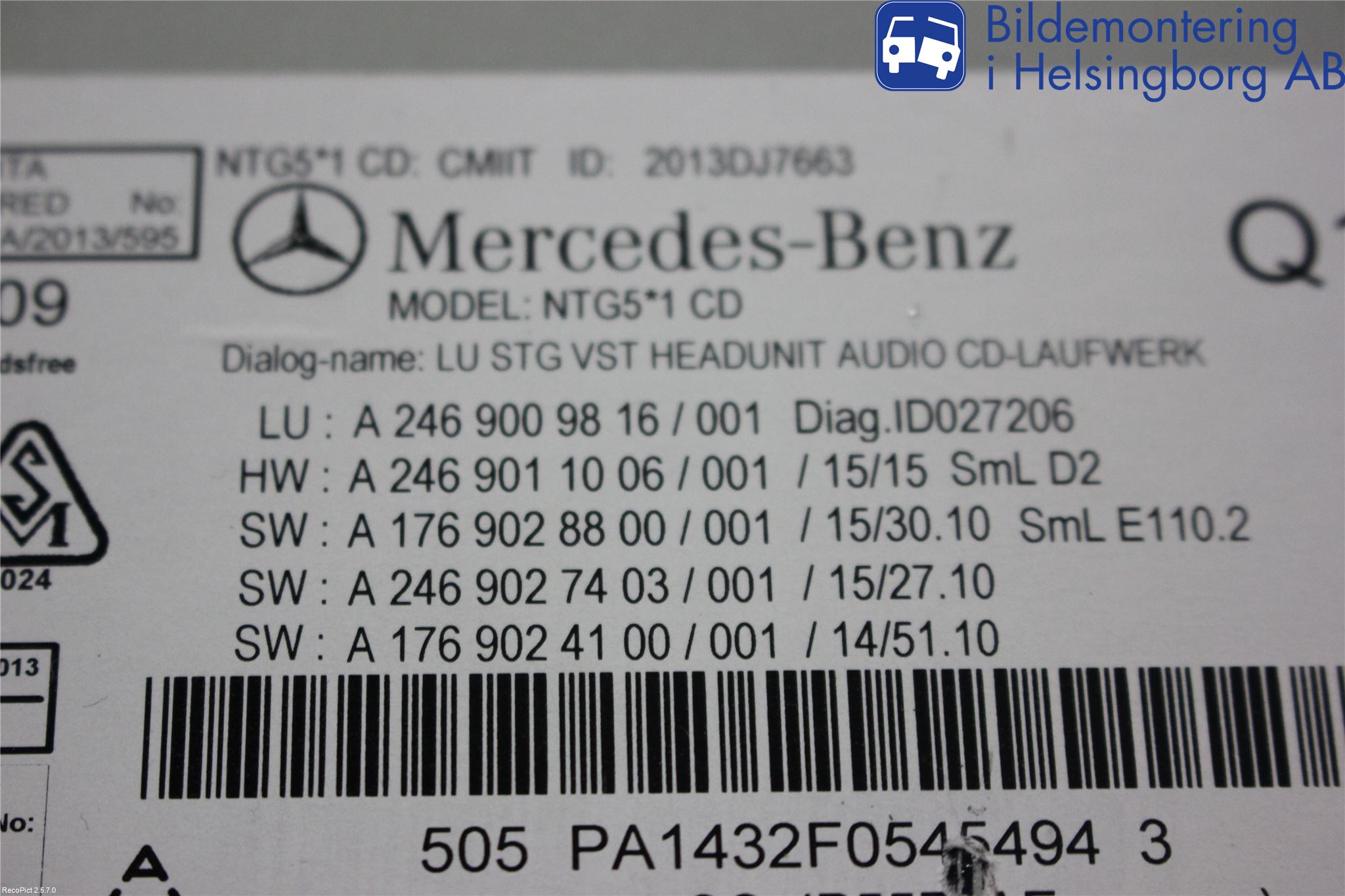 Mercedes-Benz MB GLA-KLASS (X156) 13-20 Stereo Radio Med Cd