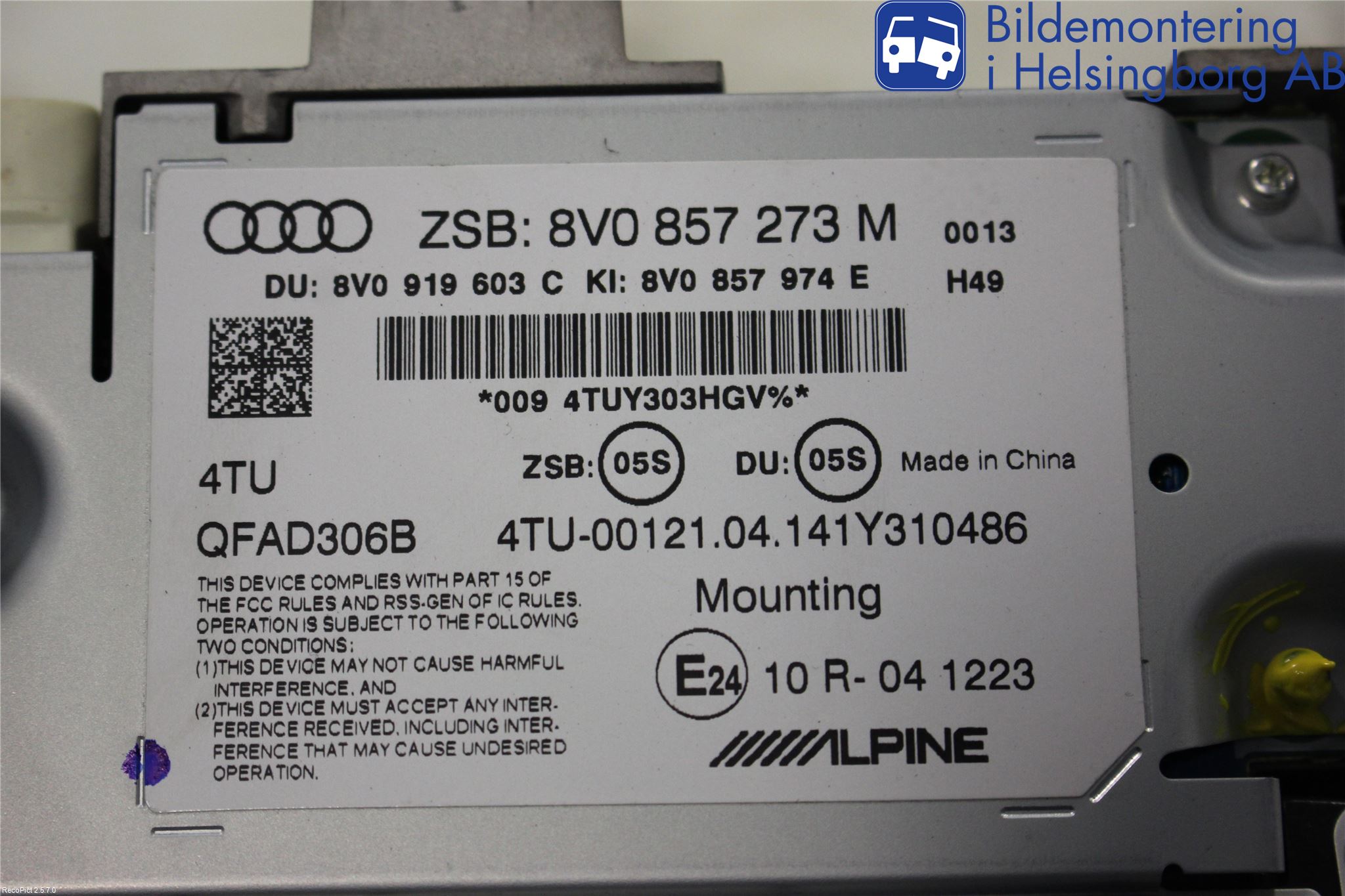 Audi A3/S3 8V 13-20 Instr Varselys - Display