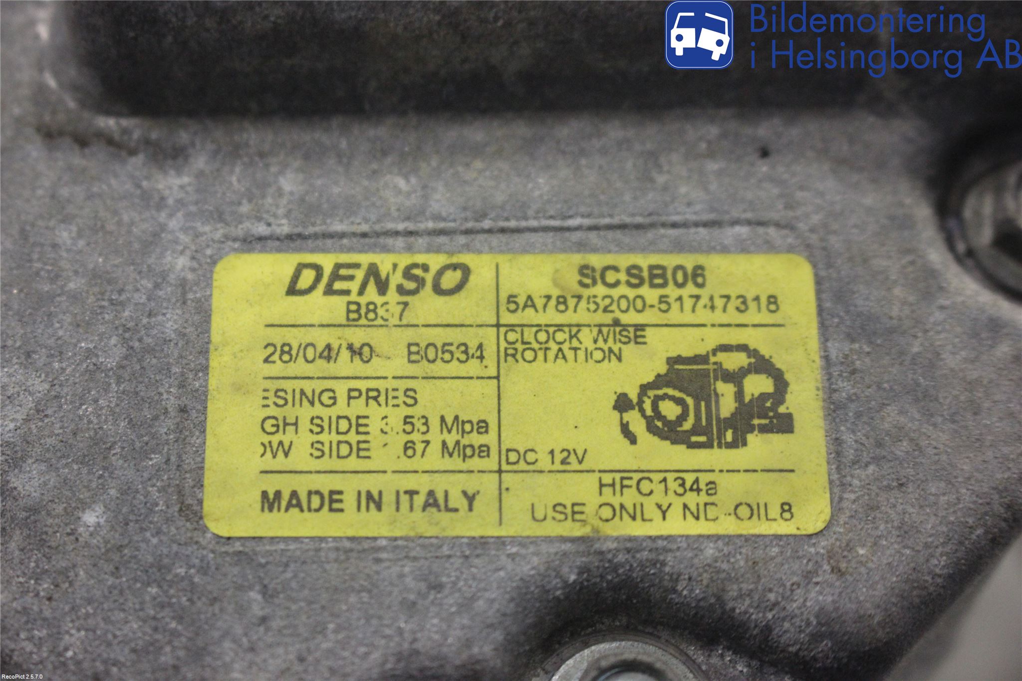 Ford KA 09-16 Varme Ac Kompressor