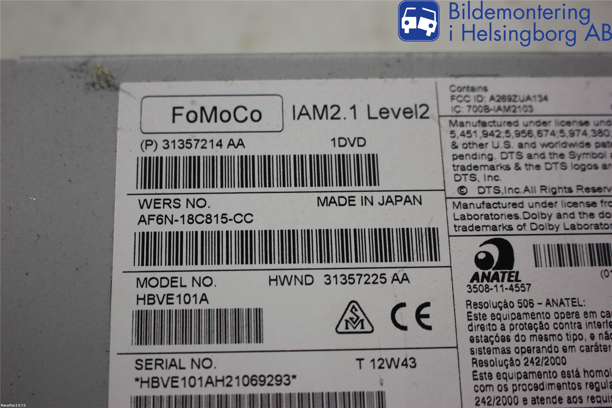 Volvo XC60 09-13 Stereo Radio Med Cd