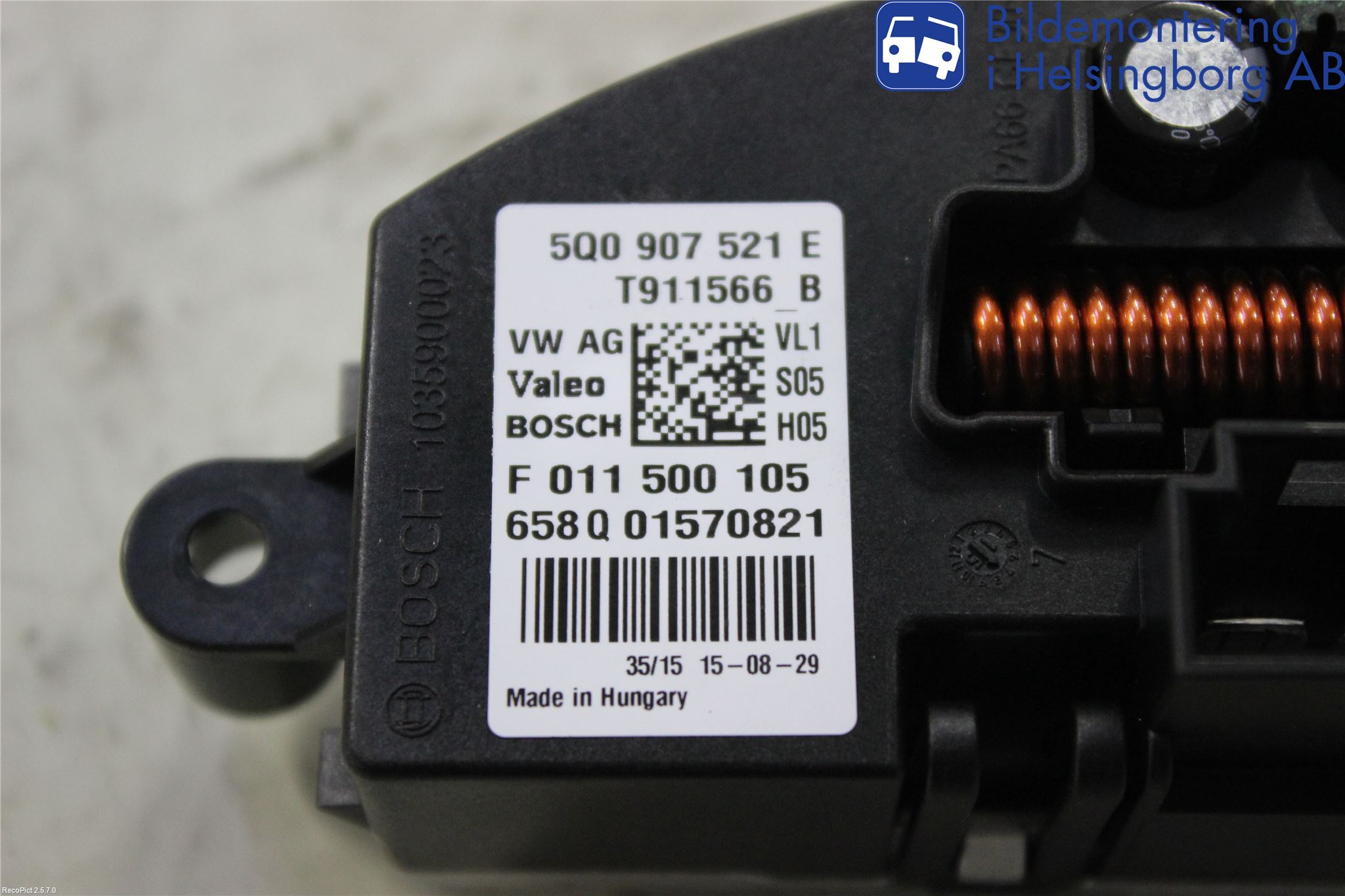 Volkswagen VW PASSAT 15-19 Varmeapparat Viftemotstand