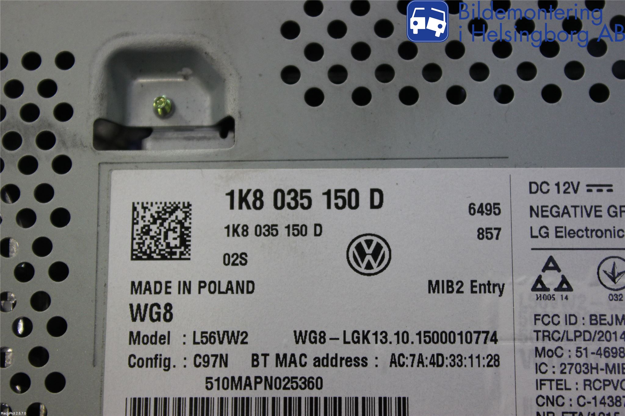 Volkswagen VW CADDY 11-15 Stereo Radio Med Cd