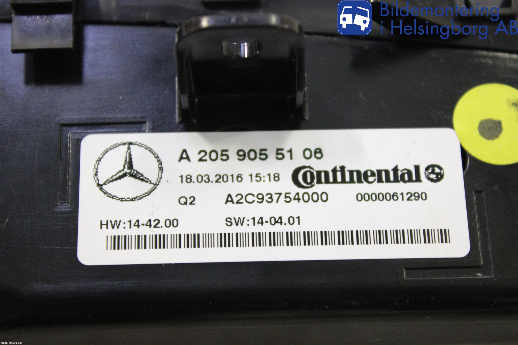 Mercedes-Benz MB C-KLASS (W205) 14-21 Varme Ac Betjening-Display
