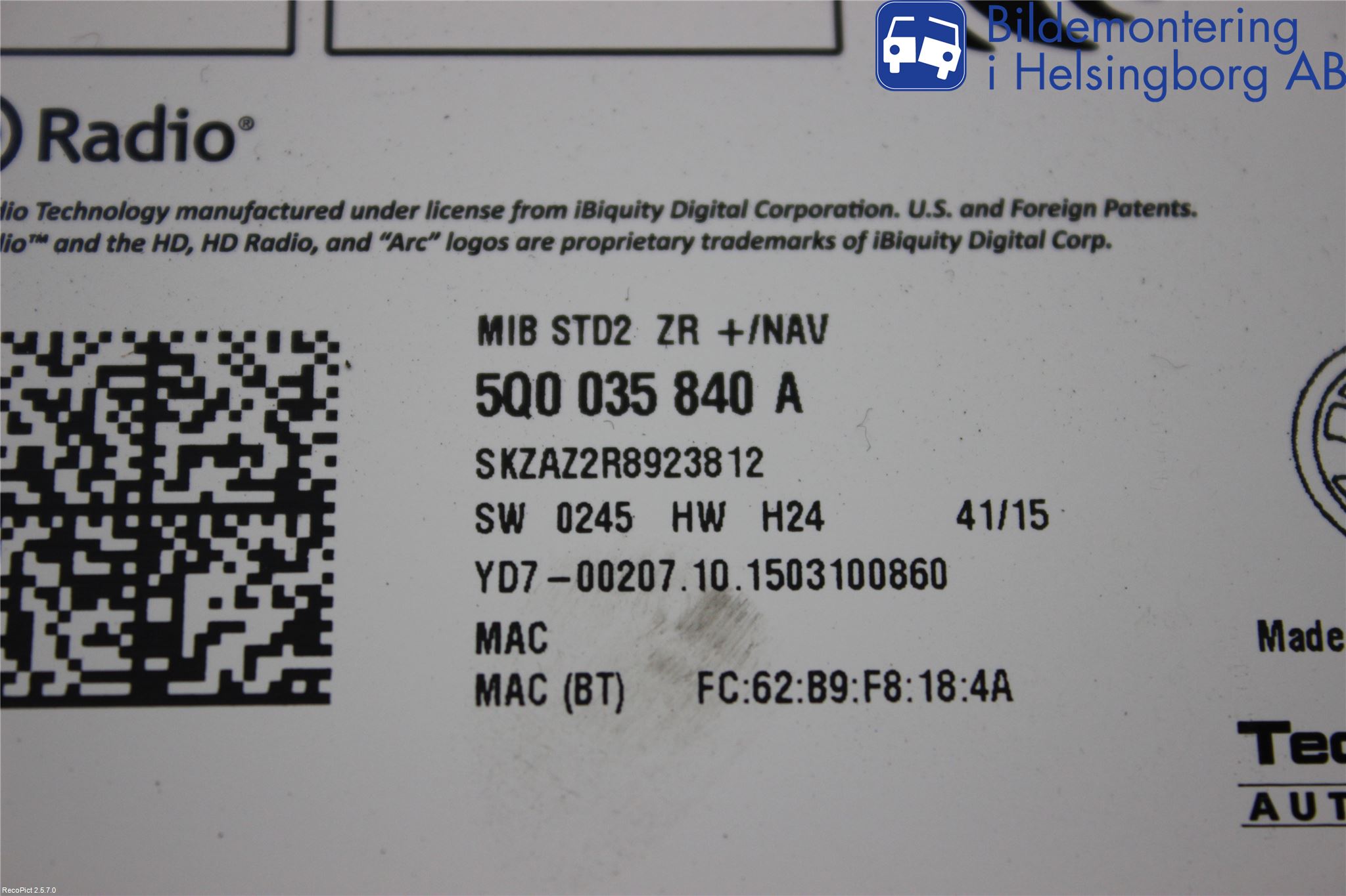 Skoda RAPID Stereo Radio Med Cd