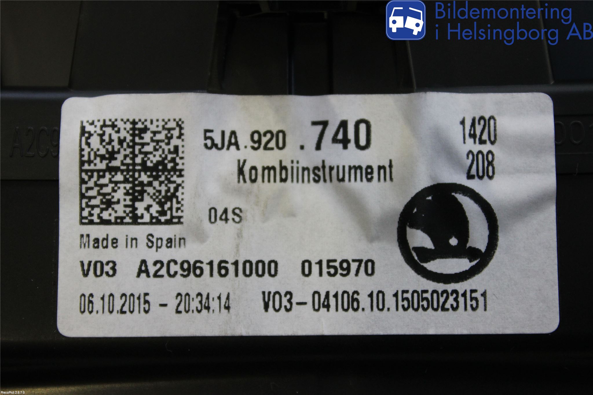 Skoda RAPID Instr Kombinert