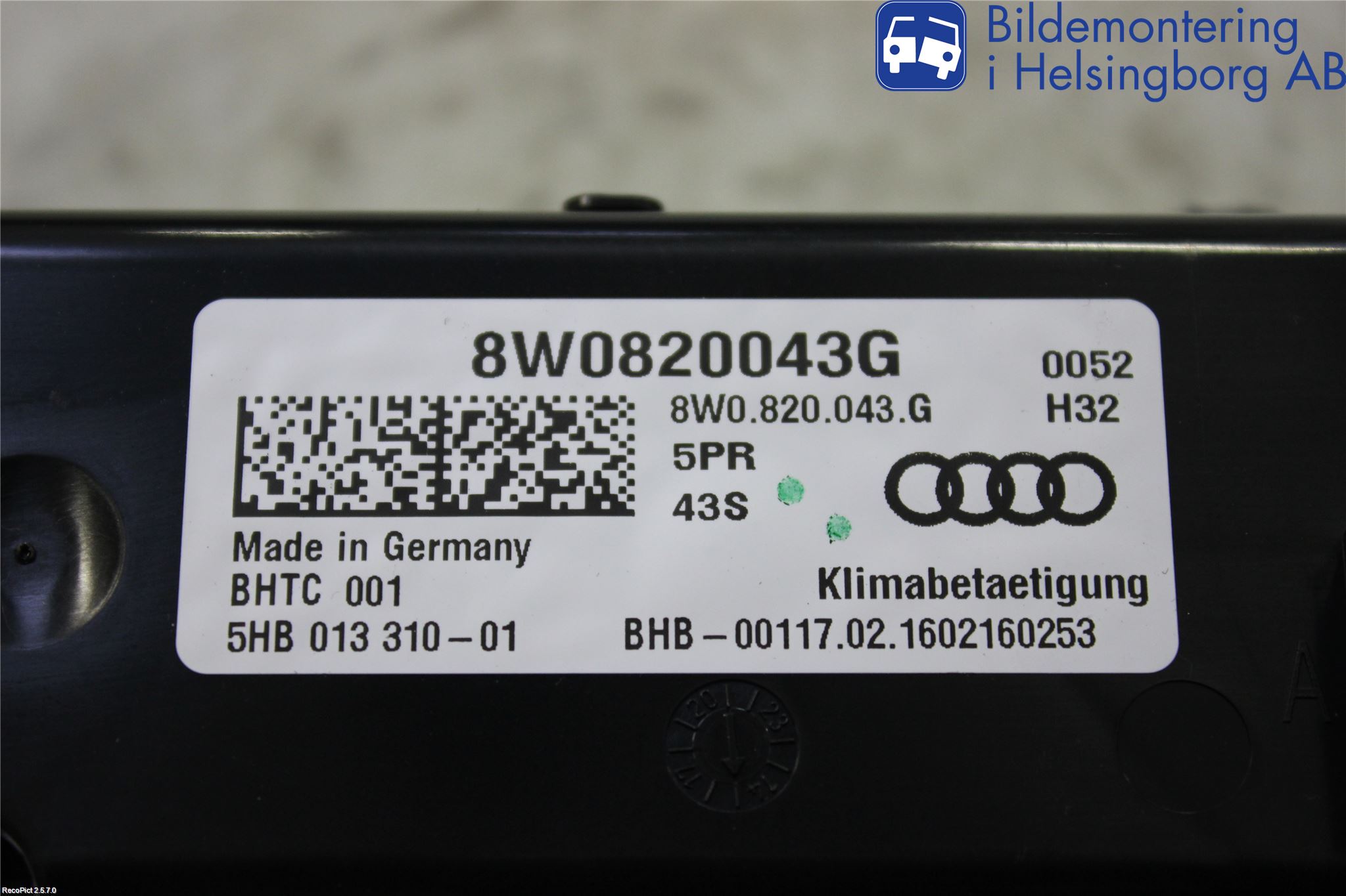 Audi A4/S4 B9 16-19 Varme Ac Betjening-Display