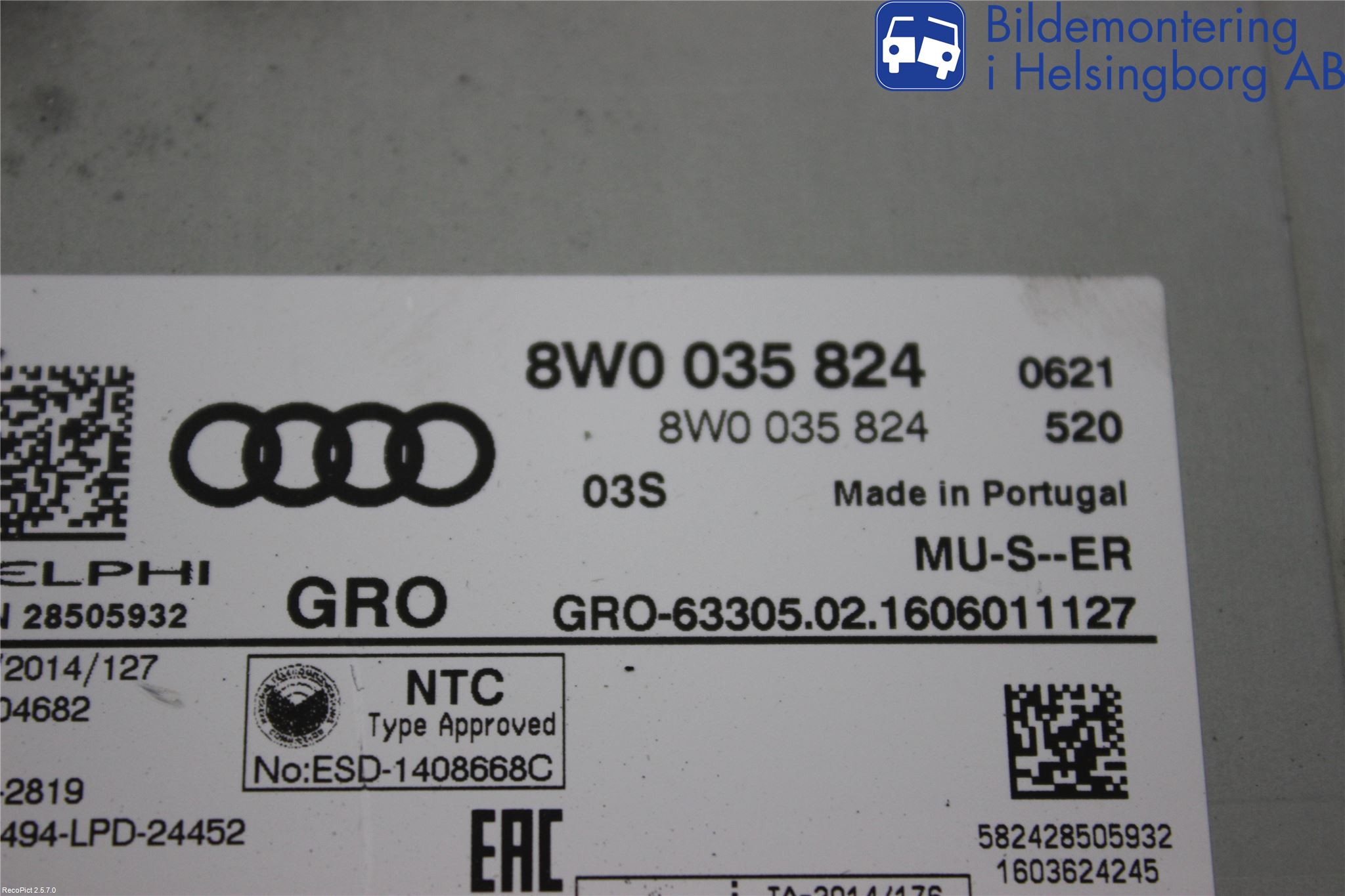 Audi A4/S4 B9 16-19 Stereo Radio Med Cd