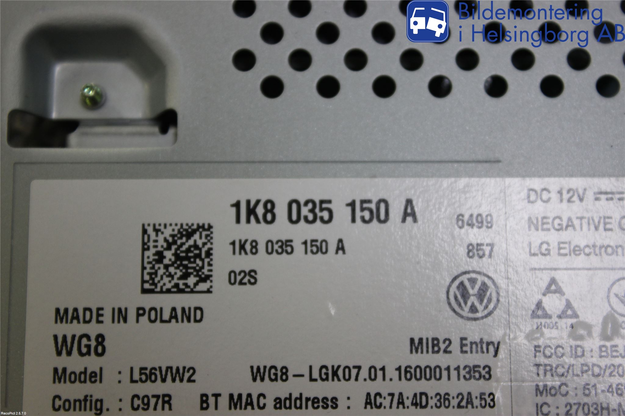 Volkswagen VW CADDY 11-15 Stereo Radio Med Cd