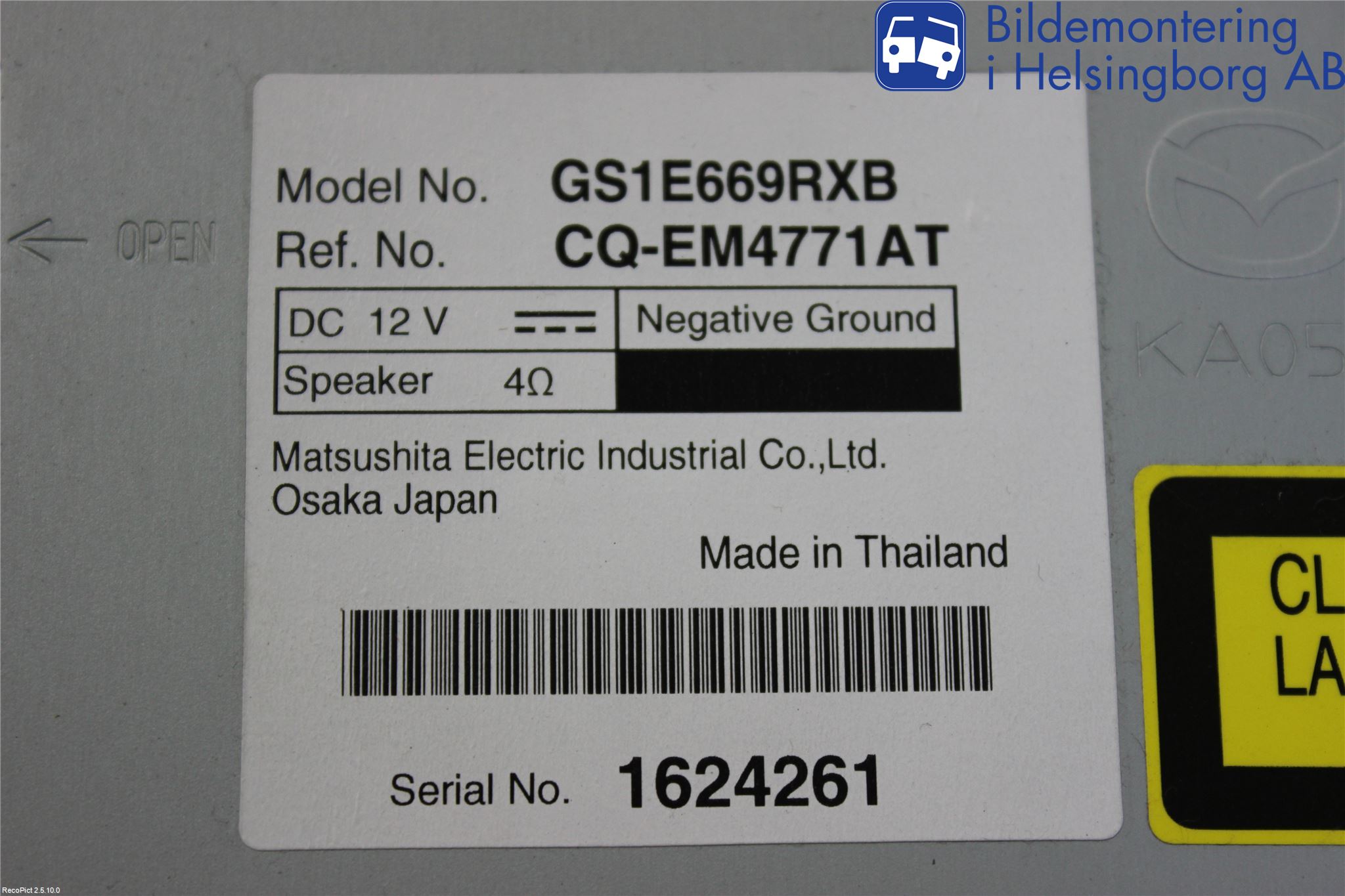 Mazda 6 08-13 Stereo Radio Med Cd