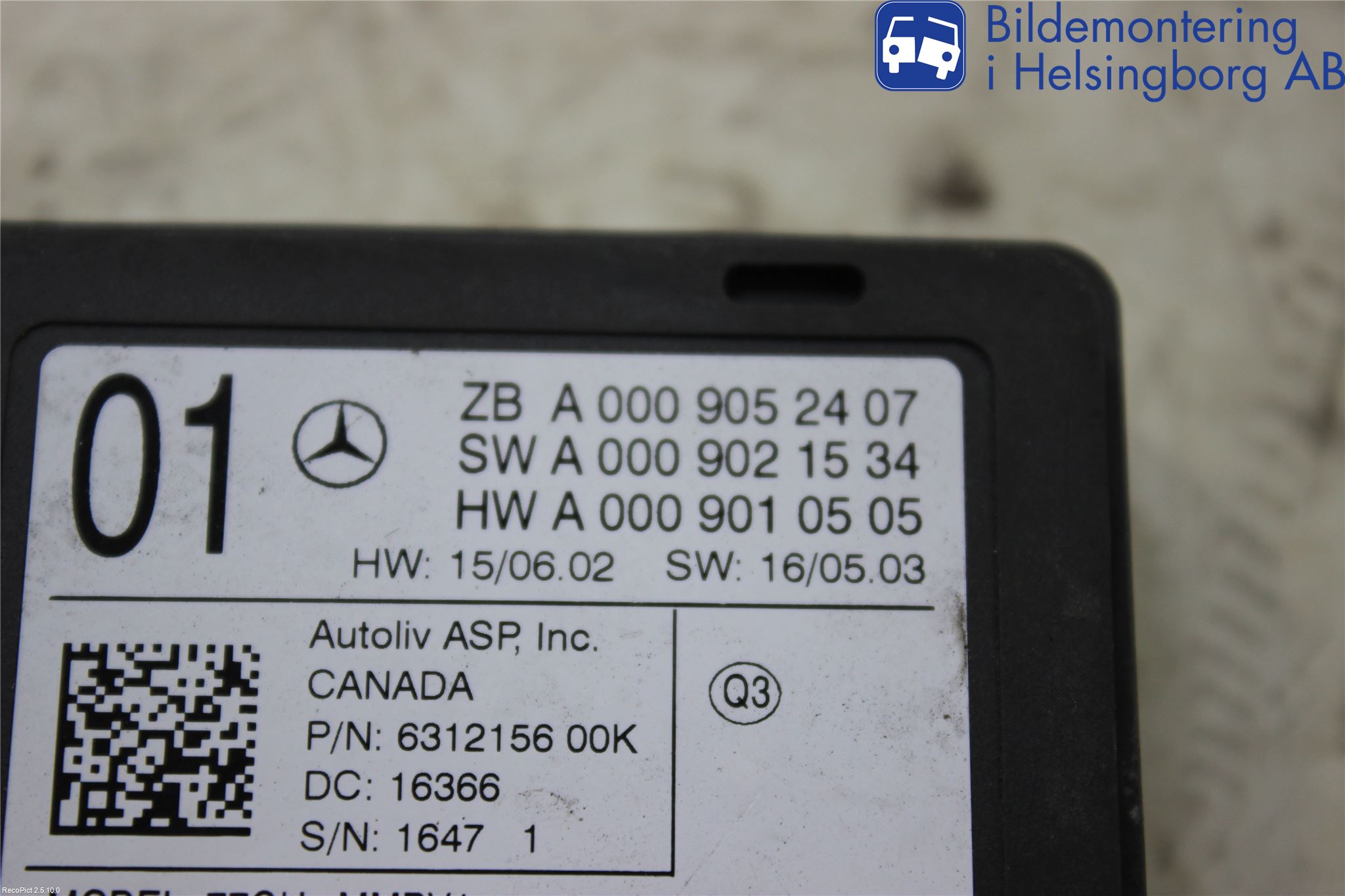 Mercedes-Benz MB E-KLASS (W213) 16-23 Sensor Kollisjonsbeskyttelse