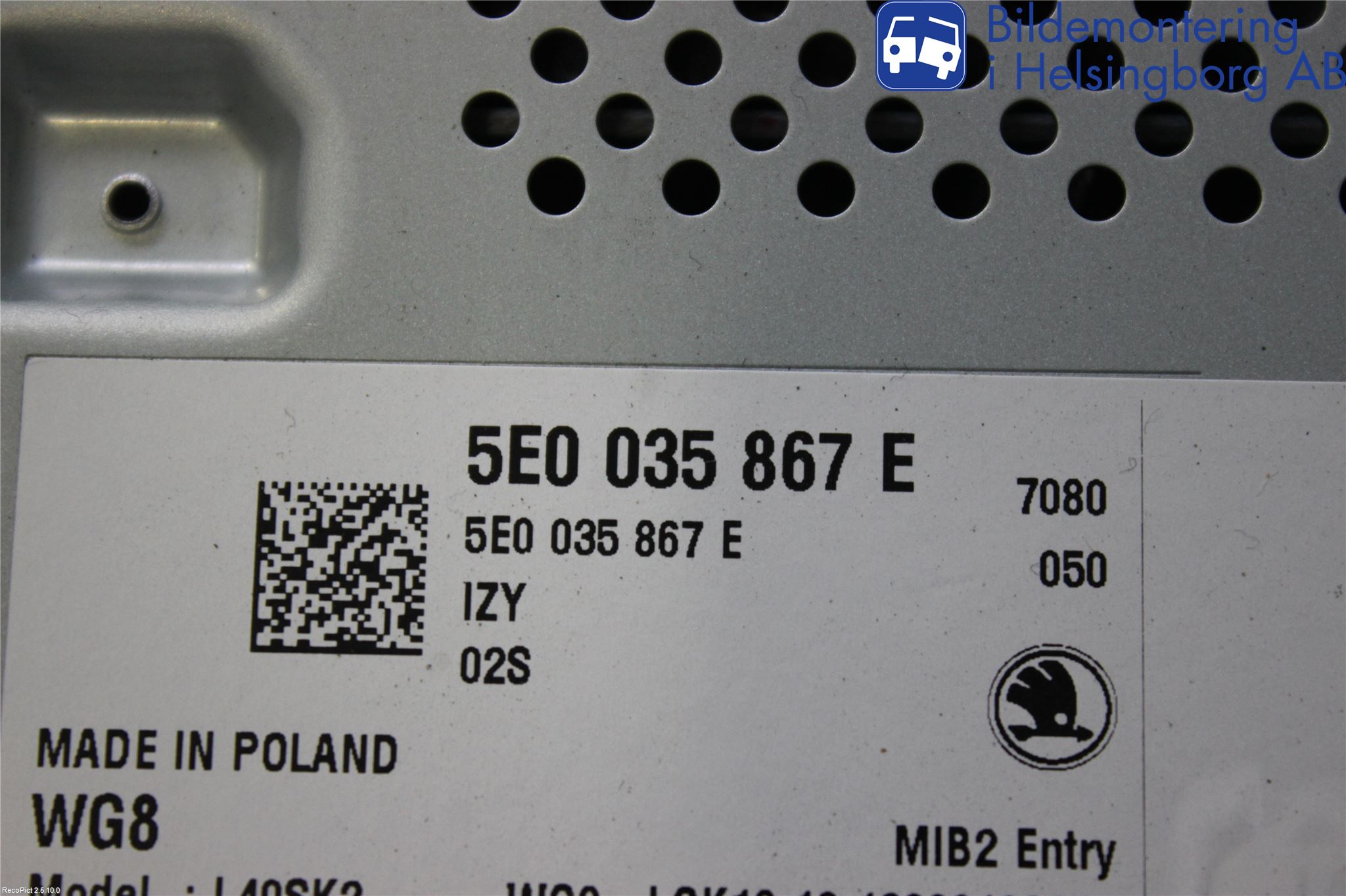 Skoda OCTAVIA (5E) 13-20 Stereo Radio Med Cd