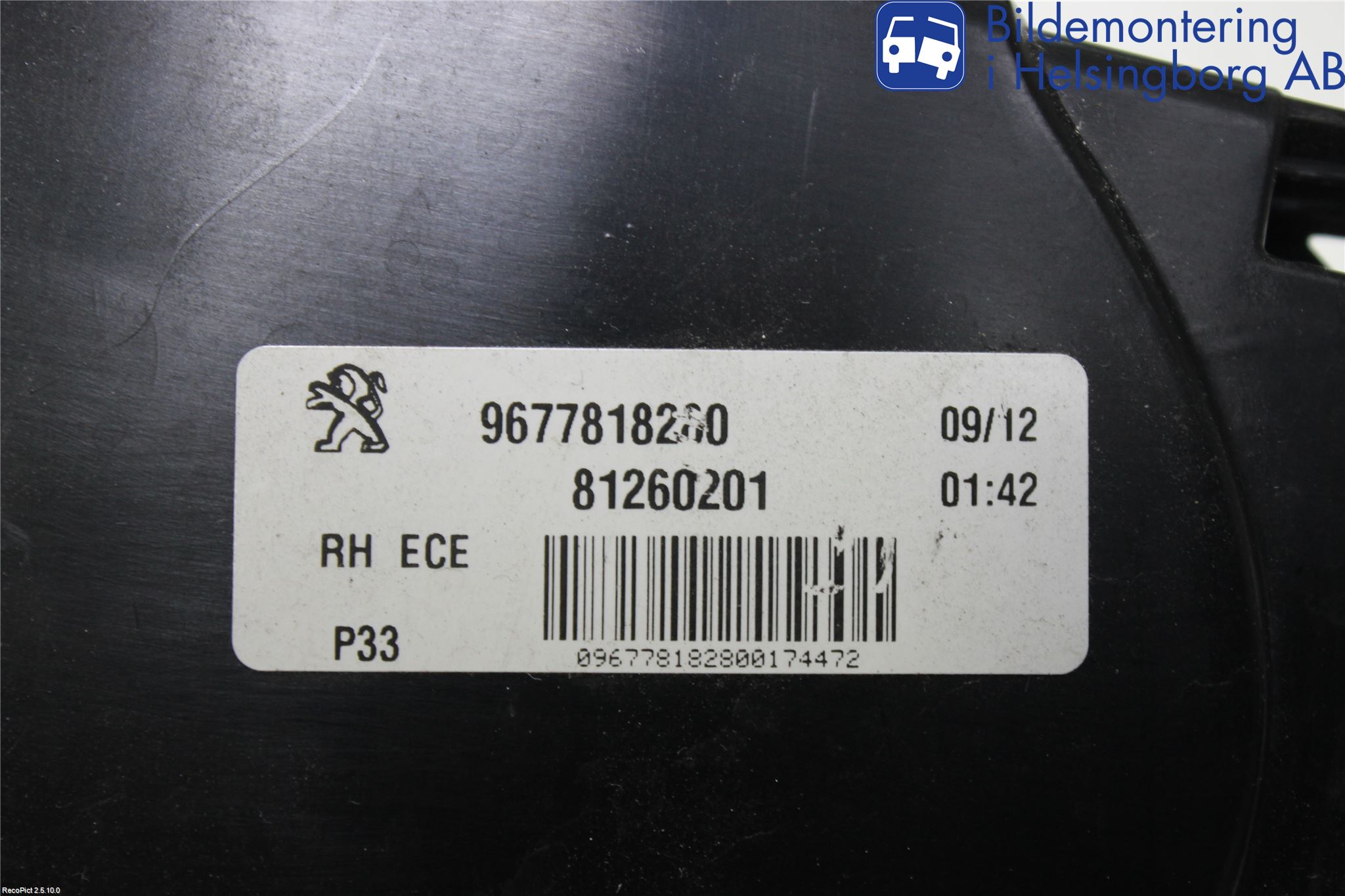 Peugeot 308 14-21 Baklykt Høyre  På Luke(Indre)
