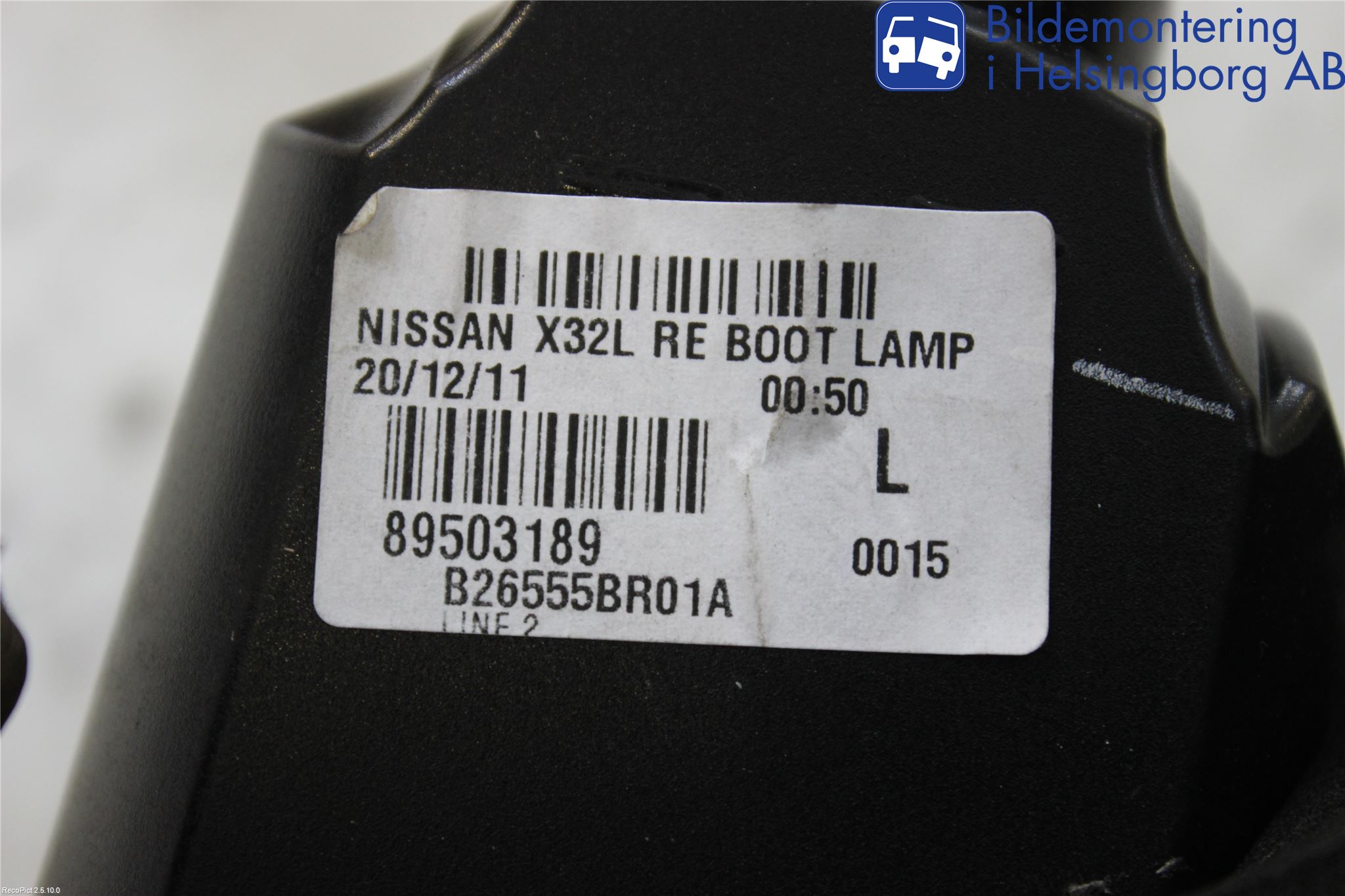 Nissan QASHQAI+2  10-14 Baklykt Venstre  På Luke(Indre