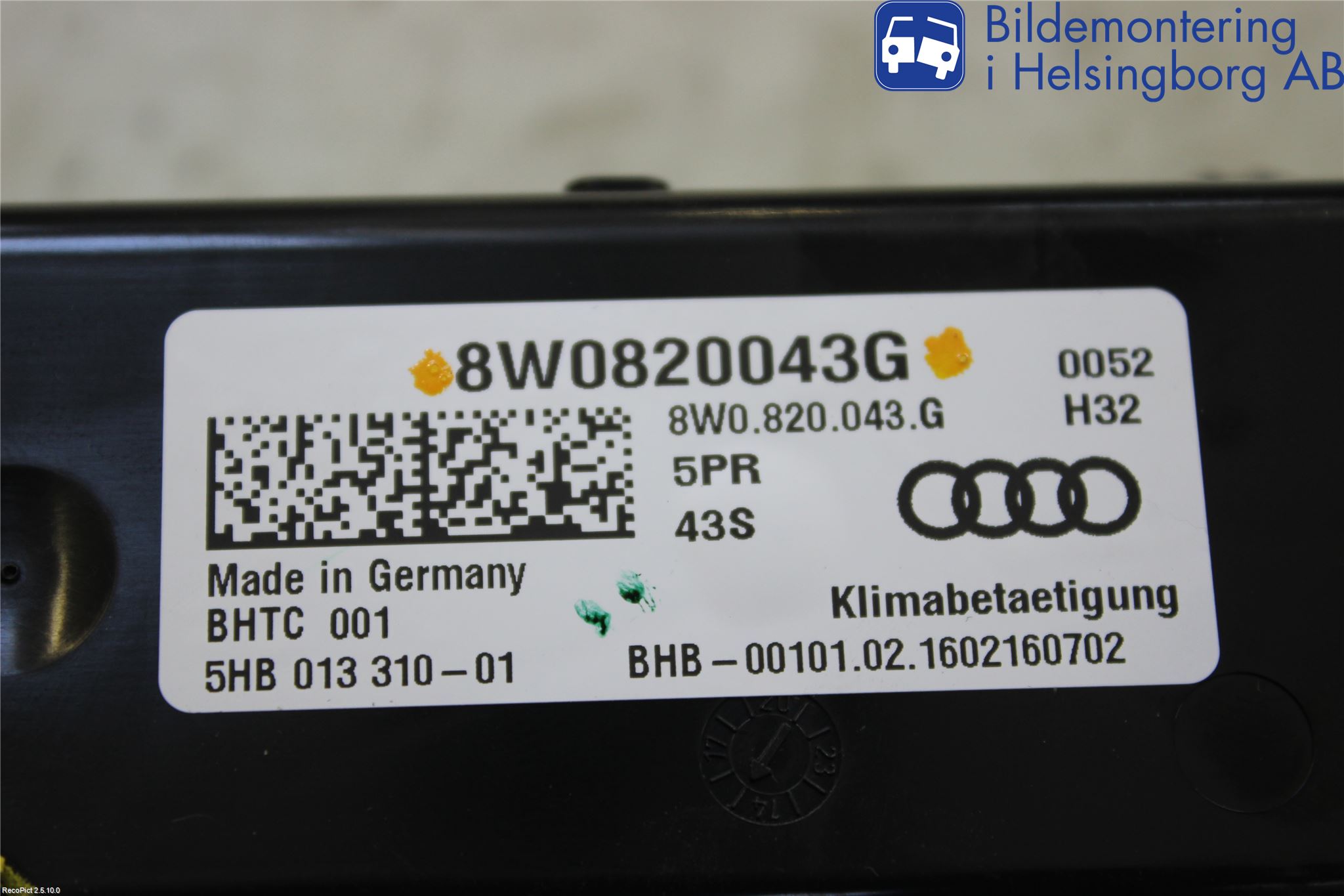 Audi A4/S4 B9 16-19 Varme Ac Betjening-Display