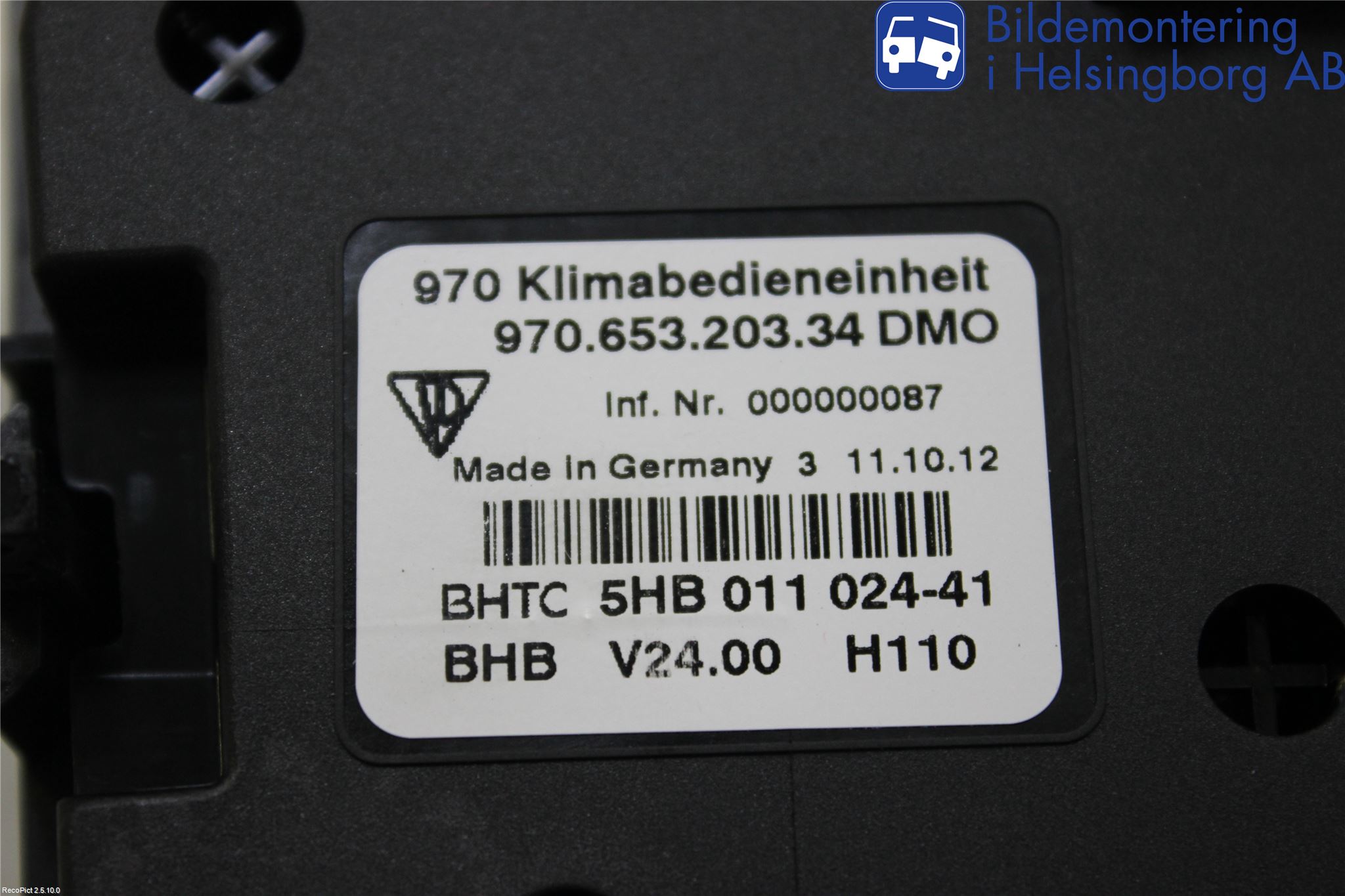 Porsche PANAMERA 09- Varme Ac Betjening-Display
