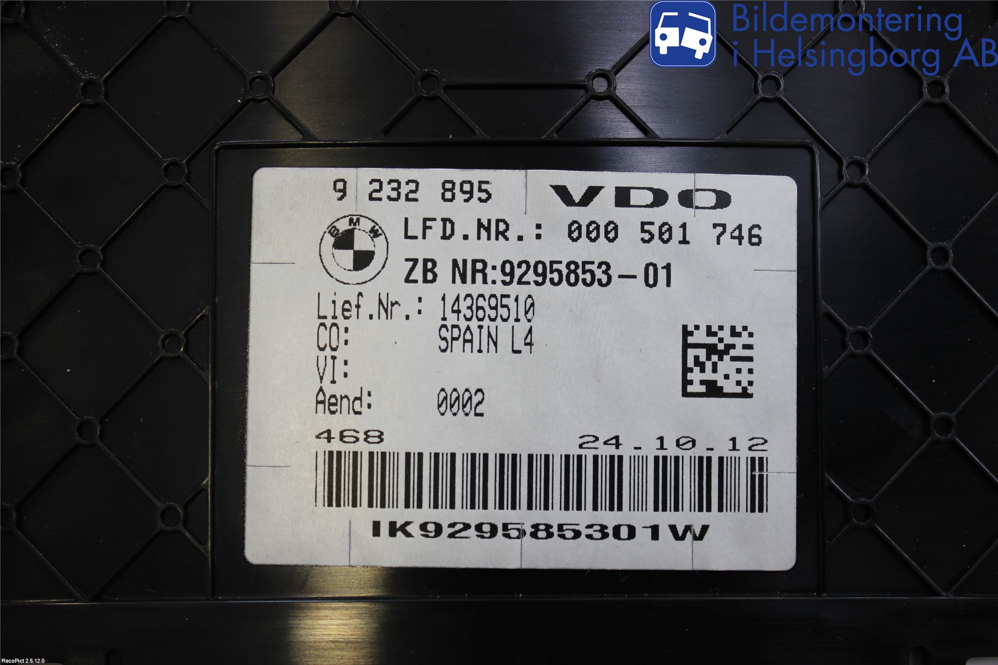 BMW 3 F30/F31/F80 12-19 Instr Kombinert