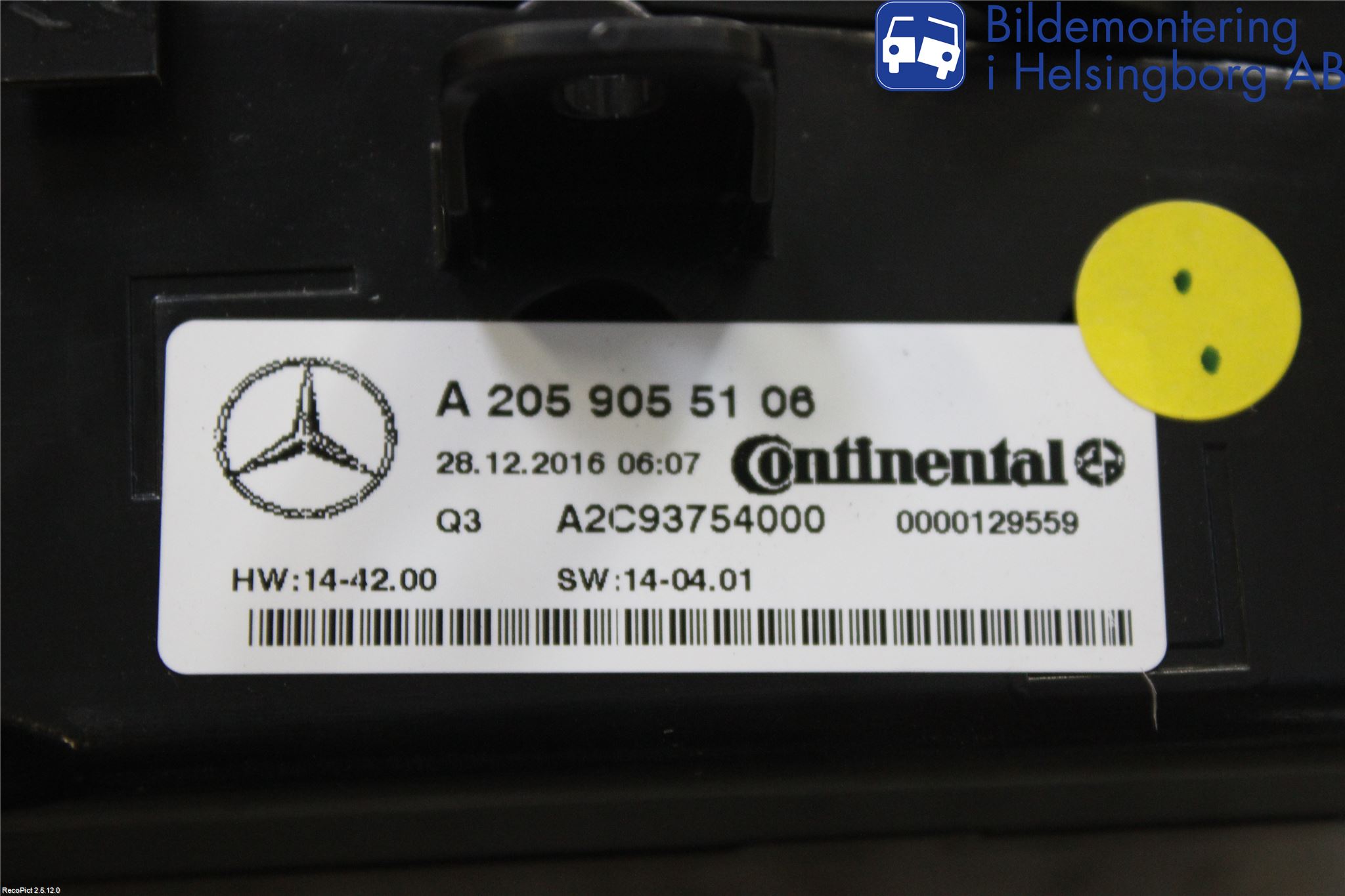 Mercedes-Benz MB C-KLASS (W205) 14-21 Varme Ac Betjening-Display