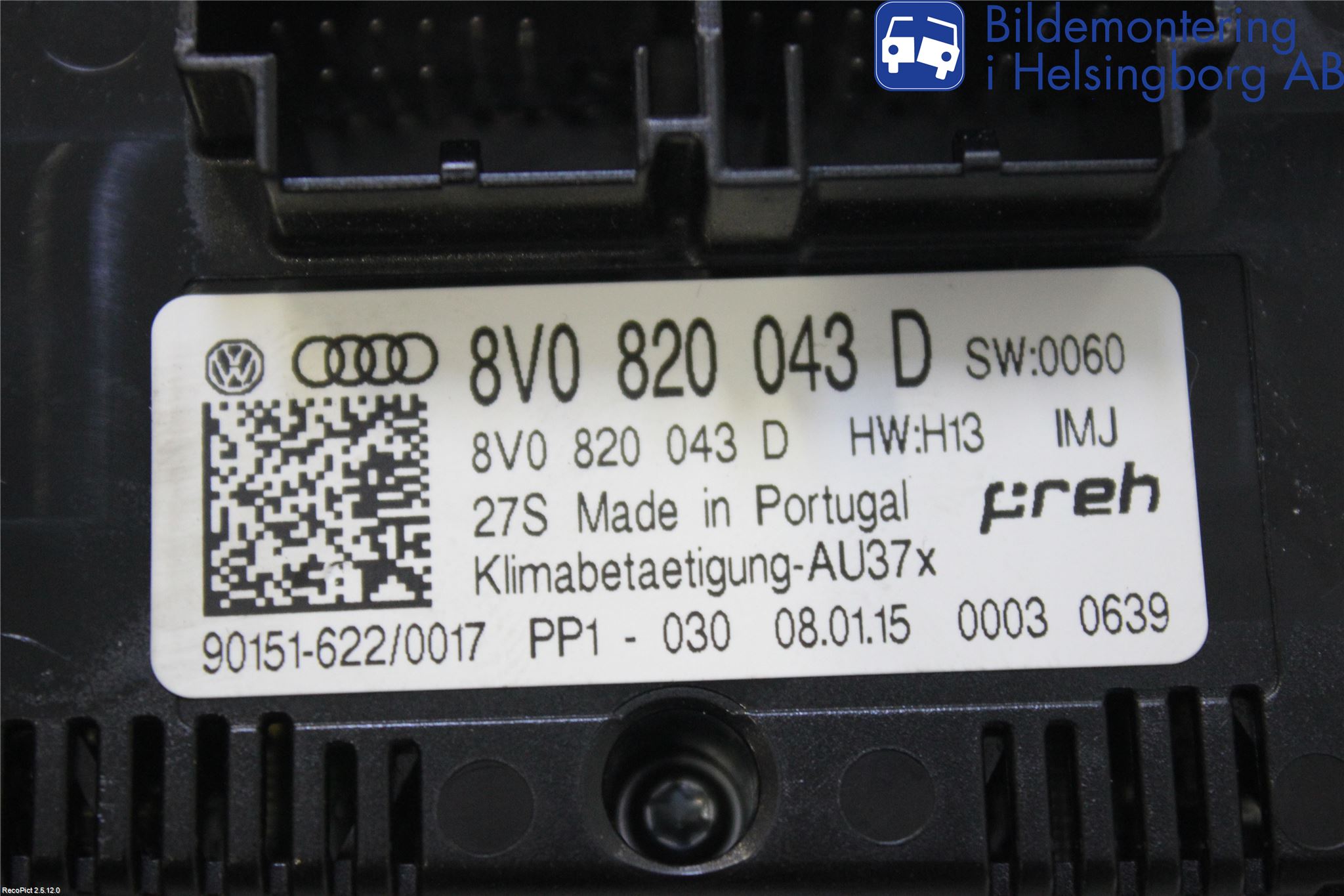 Audi A3/S3 8V 13-20 Varme Ac Betjening-Display