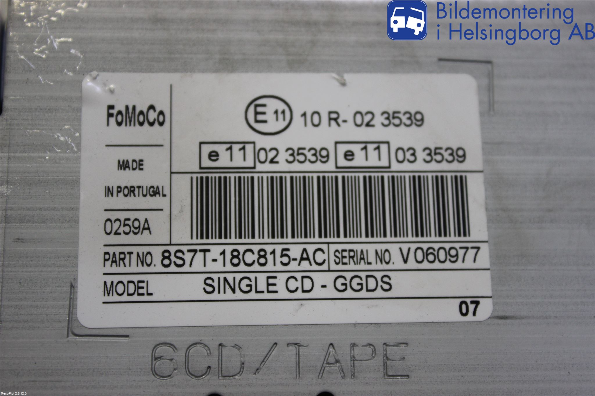 Ford MONDEO 07-15 Stereo Radio Med Cd