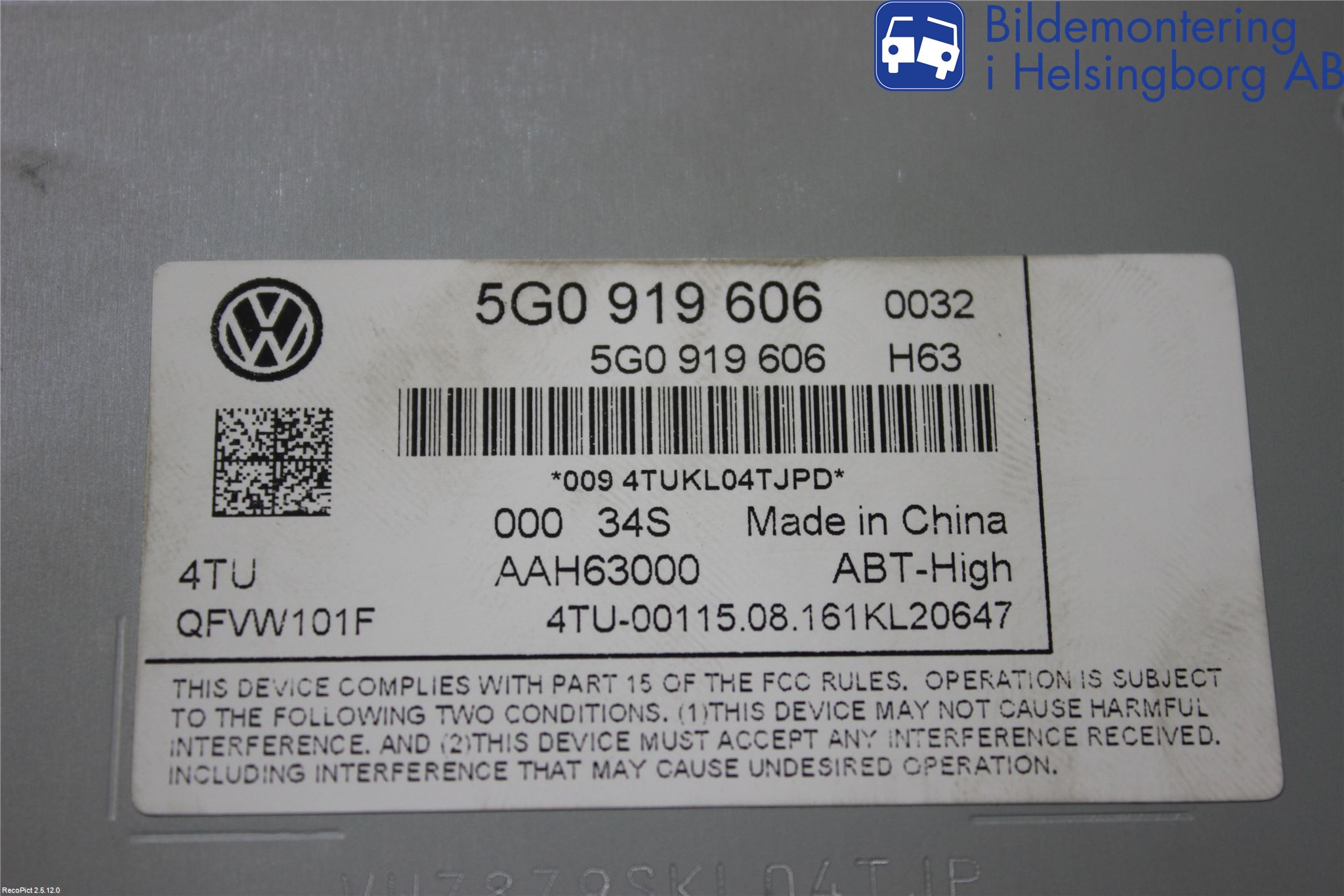 Volkswagen VW PASSAT 15-19 Baklykt Høyre