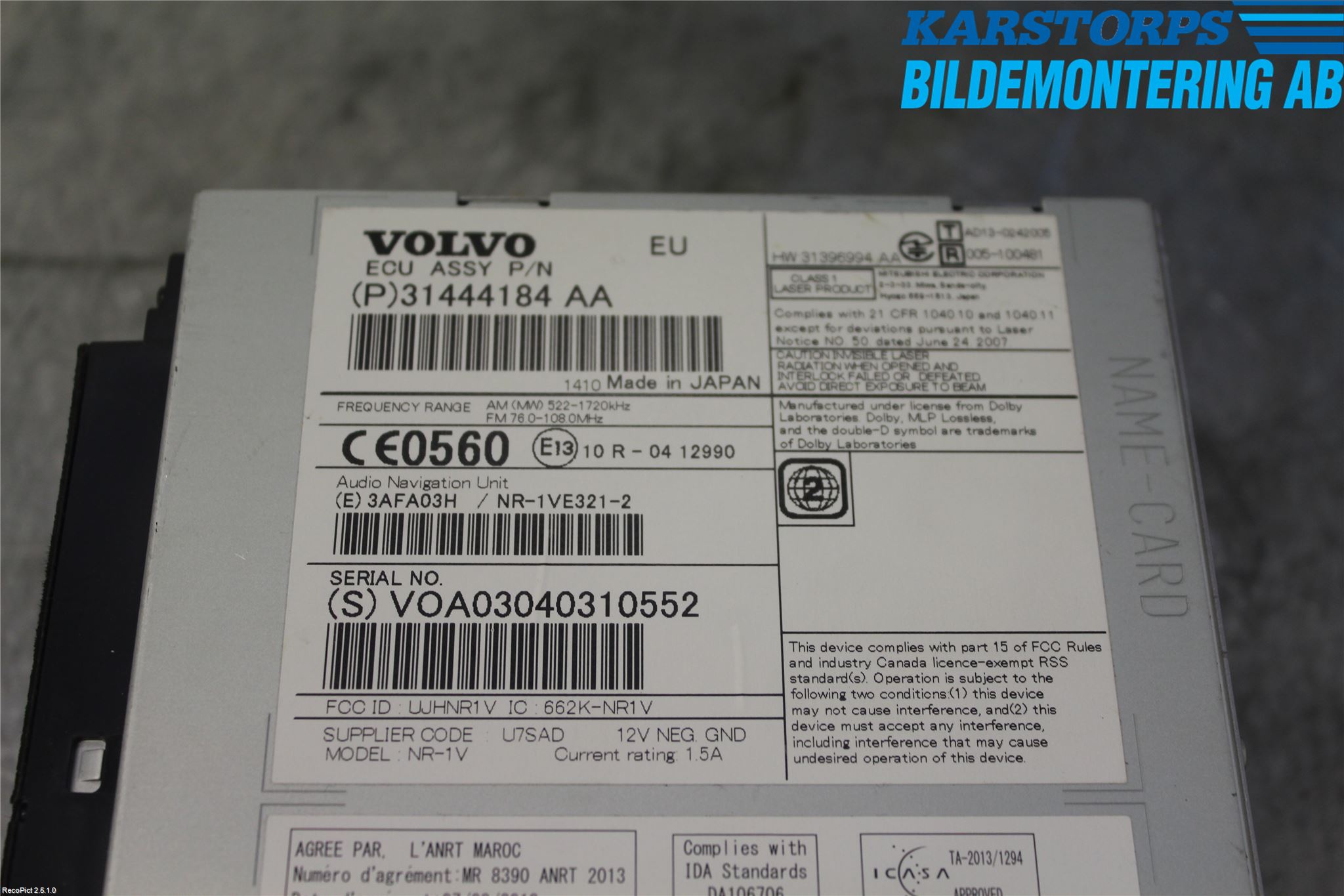 Volvo XC70 14-16 Stereo Radio Med Cd