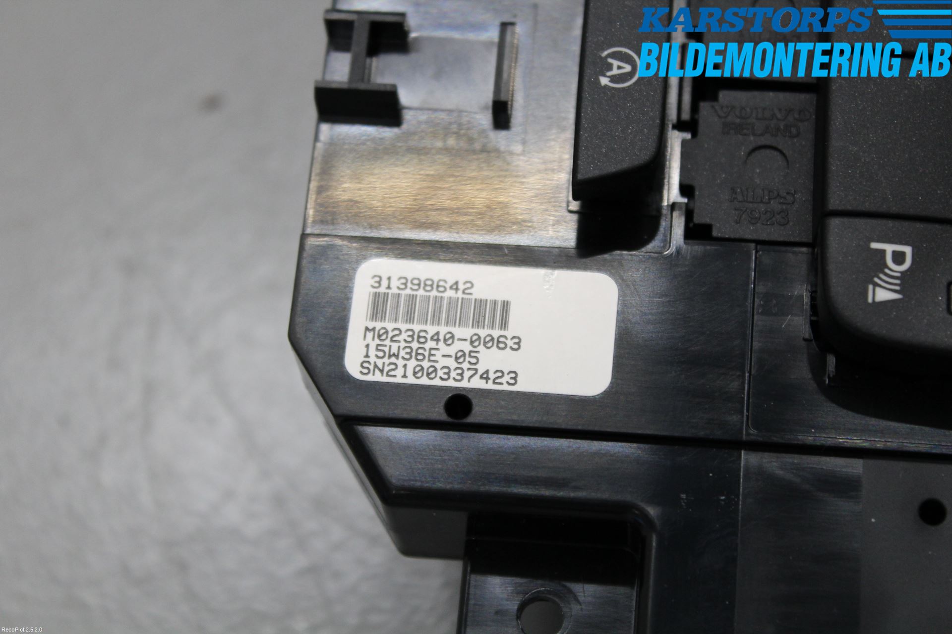Volvo V40 12-19 Varmeapparat Panel(Regulering)