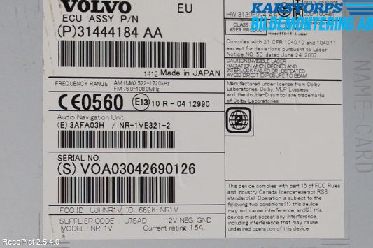 Volvo V70 14-16 Stereo Radio Med Cd
