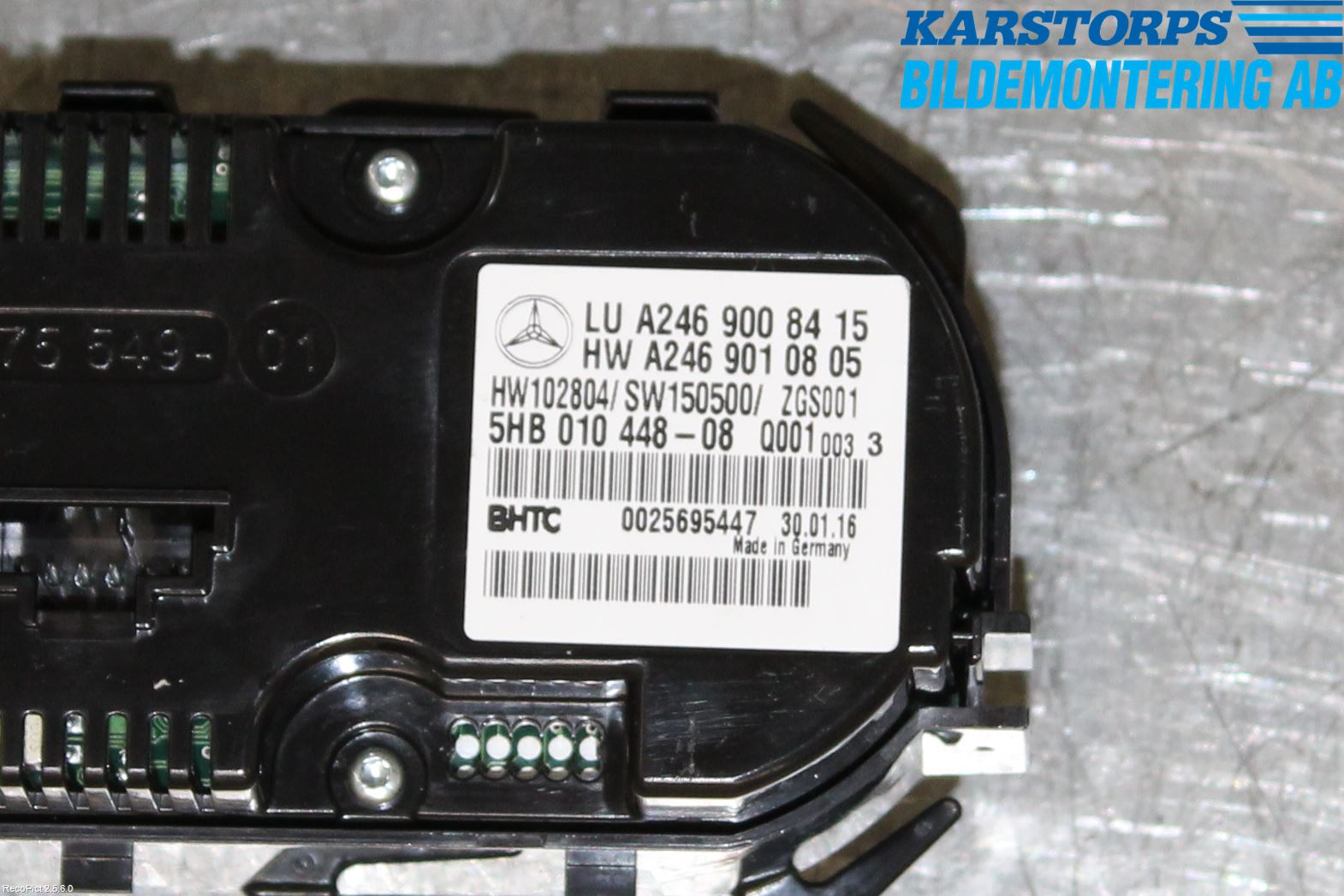 Mercedes-Benz MB B-KLASS (W246/W242) 12-19 Varmeapparat Panel(Regulering)