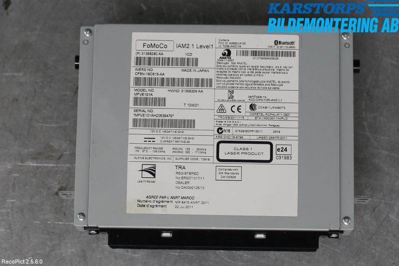 Volvo S60 11-13 Stereo Radio Med Cd