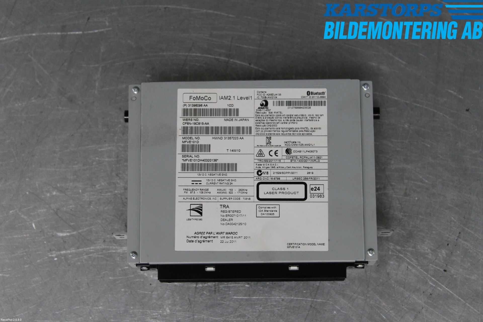 Volvo V40 12-19 Stereo Radio Med Cd