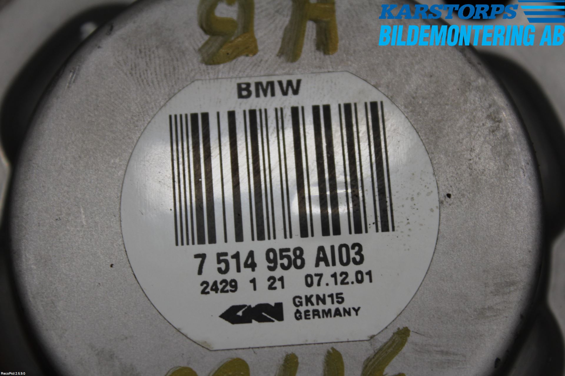 BMW 7 E65/66    00-08 Drivaksel Bak Kompl Høyre