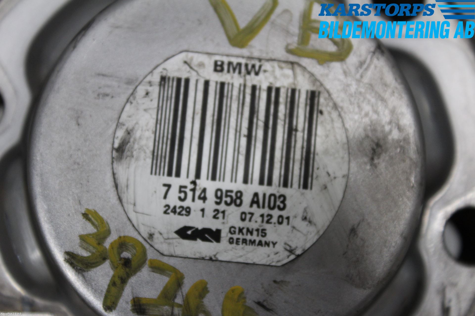 BMW 7 E65/66    00-08 Drivaksel Bak Kompl Venstre
